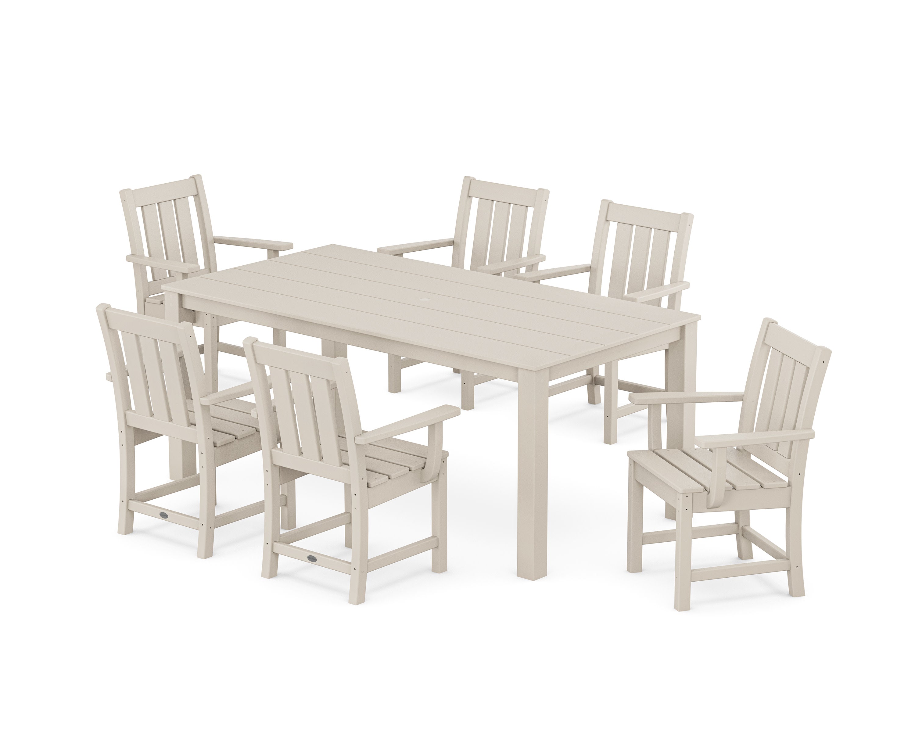 Oxford Arm Chair 7-Piece Parsons Dining Set in Sand