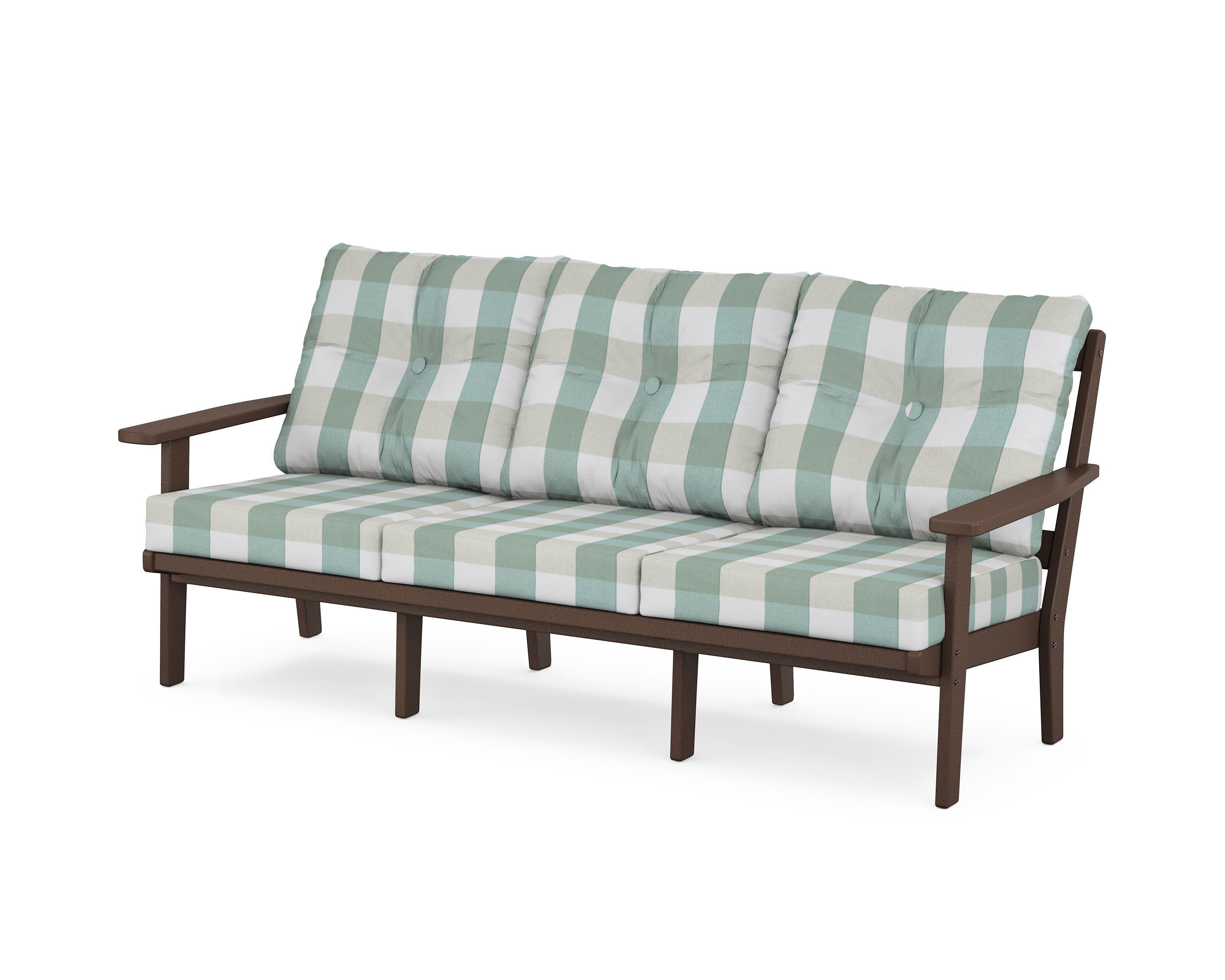 Oxford Deep Seating Sofa in Mahogany / Buffalo Plaid Glacier Spa