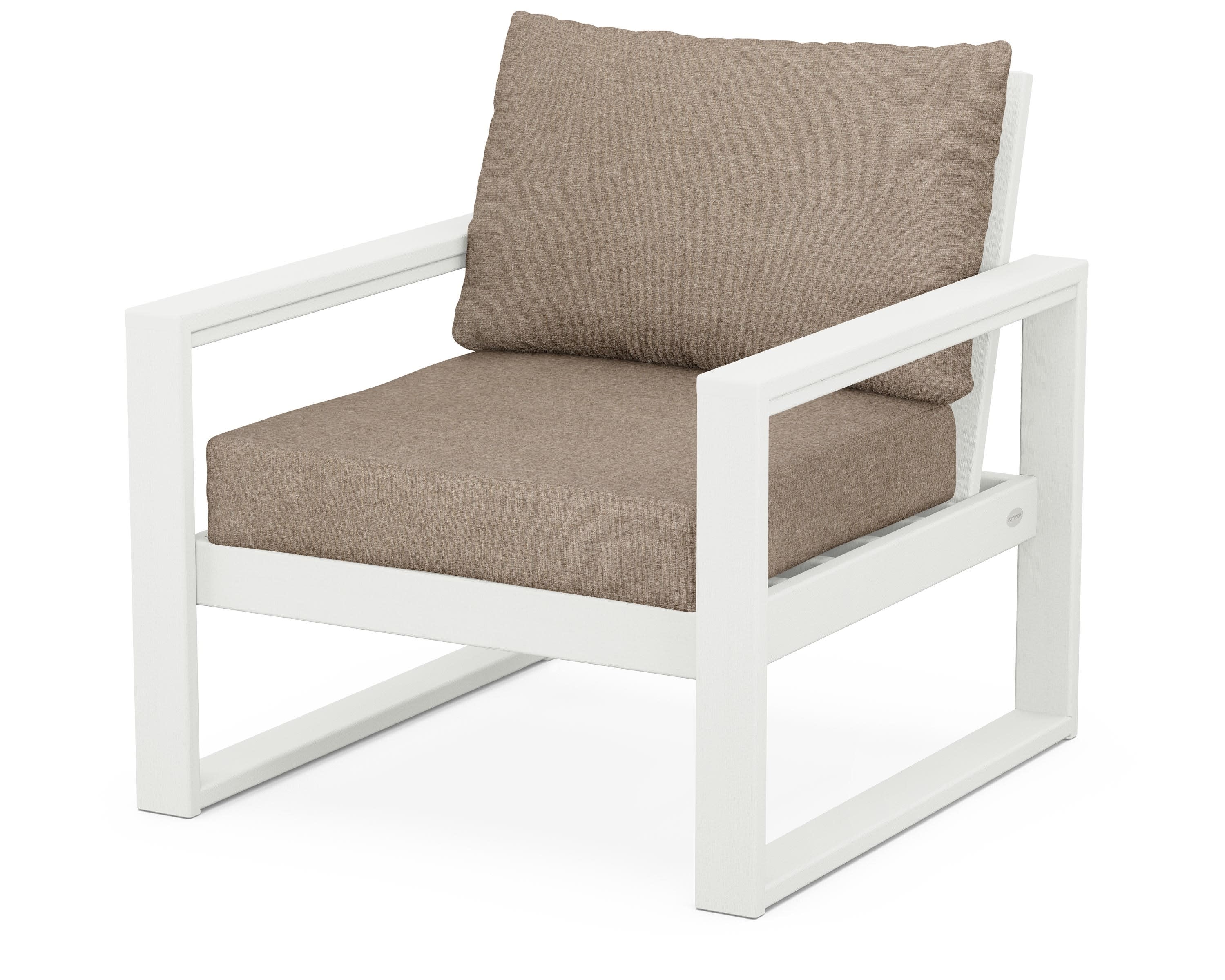 EDGE Club Chair in Vintage White / Spiced Burlap