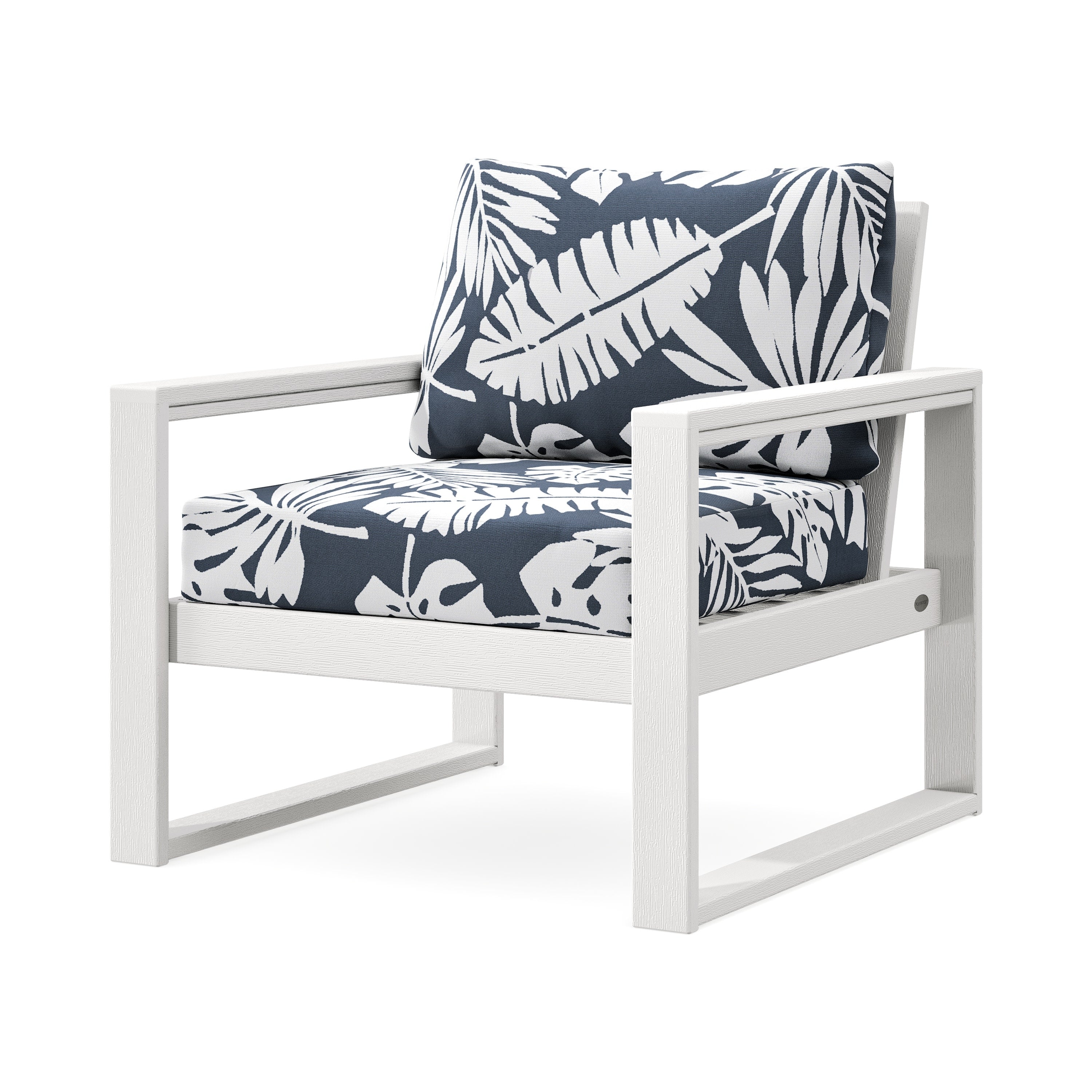 EDGE Club Chair in Vintage White / Leaf Marine Indigo