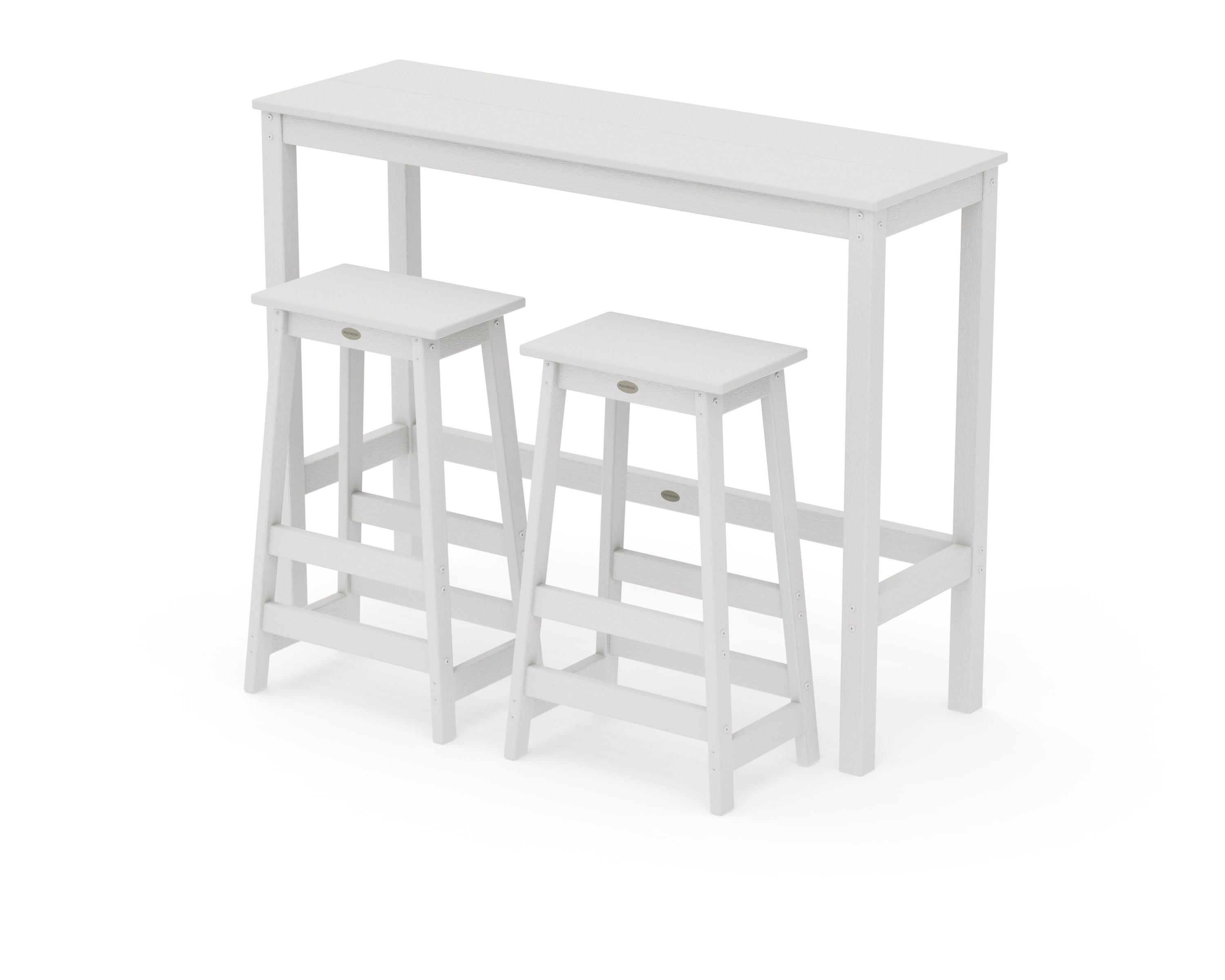 Modern Studio Stool 3-Piece Bar Balcony Set in Vintage White