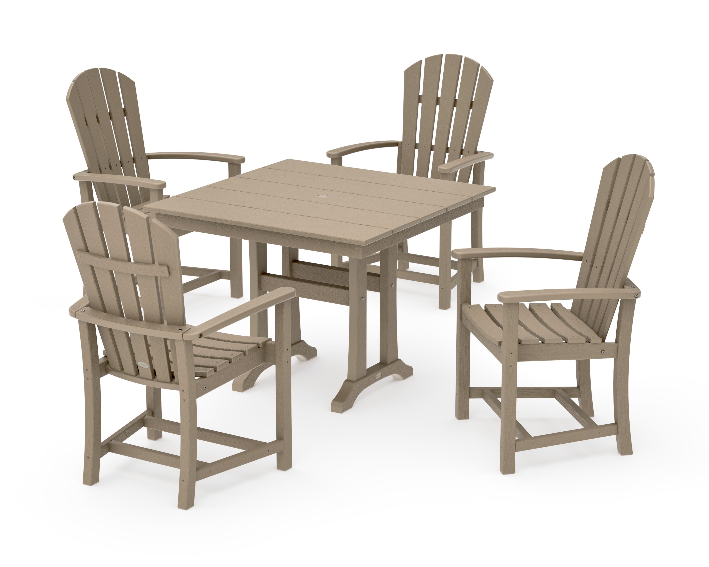 Palm Coast 5-Piece Farmhouse Dining Set With Trestle Legs in Vintage Sahara