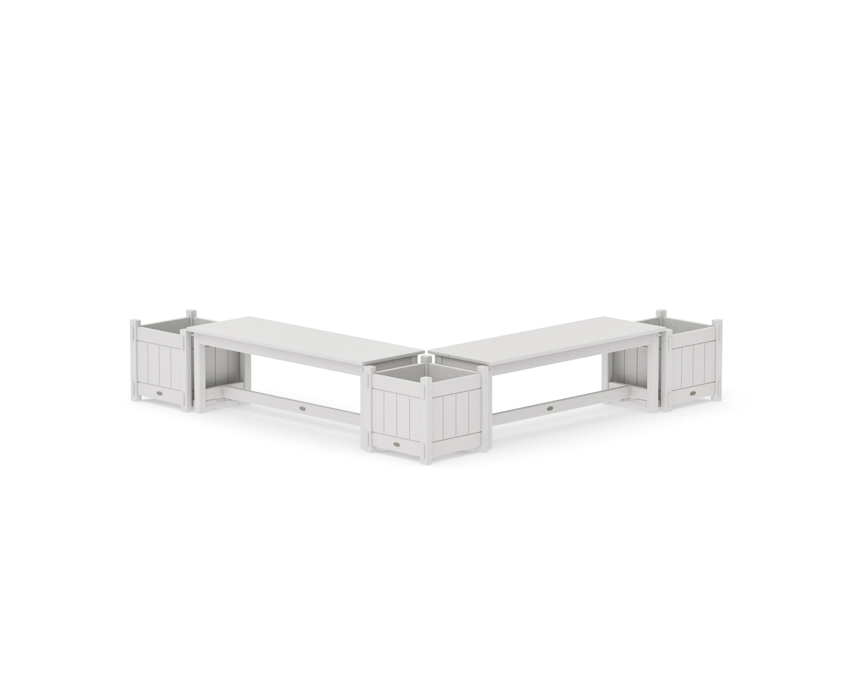 48" Vineyard L- Shaped Planter Bench Corner Set in Vintage White