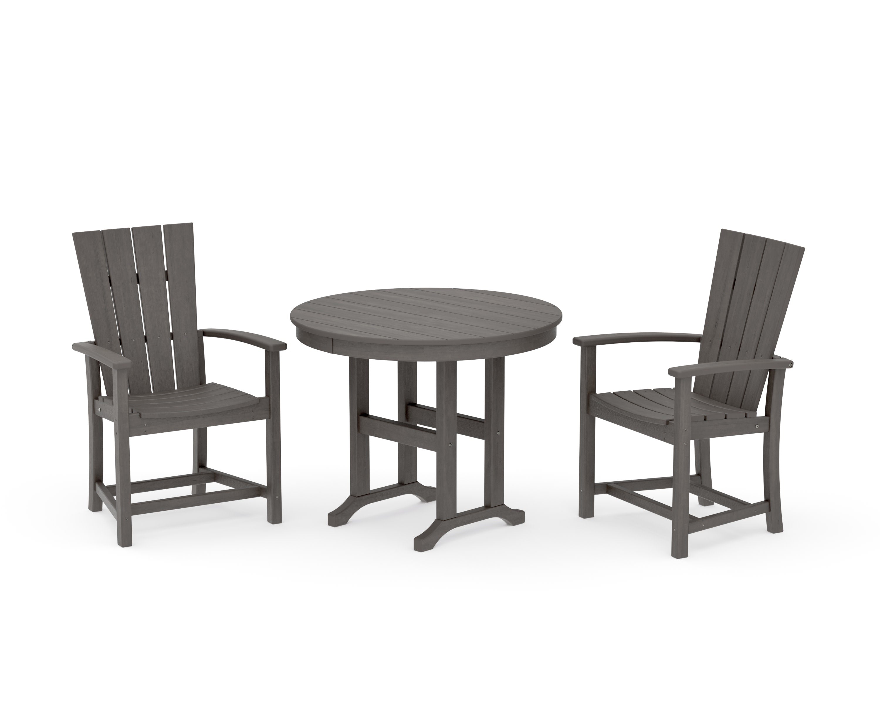 Quattro 3-Piece Round Farmhouse Dining Set in Driftwood