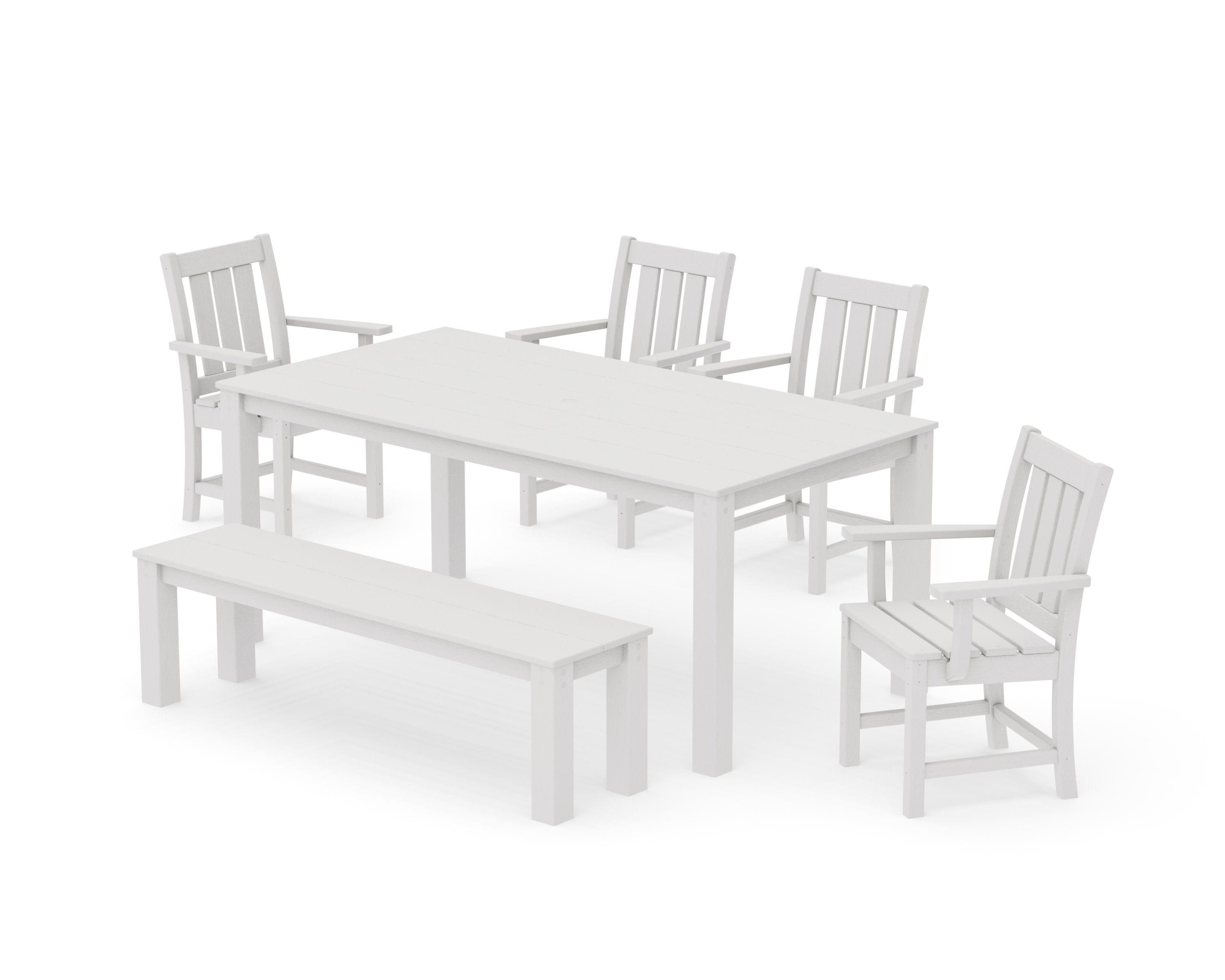 Oxford 6-Piece Parsons Dining Set with Bench in Vintage White
