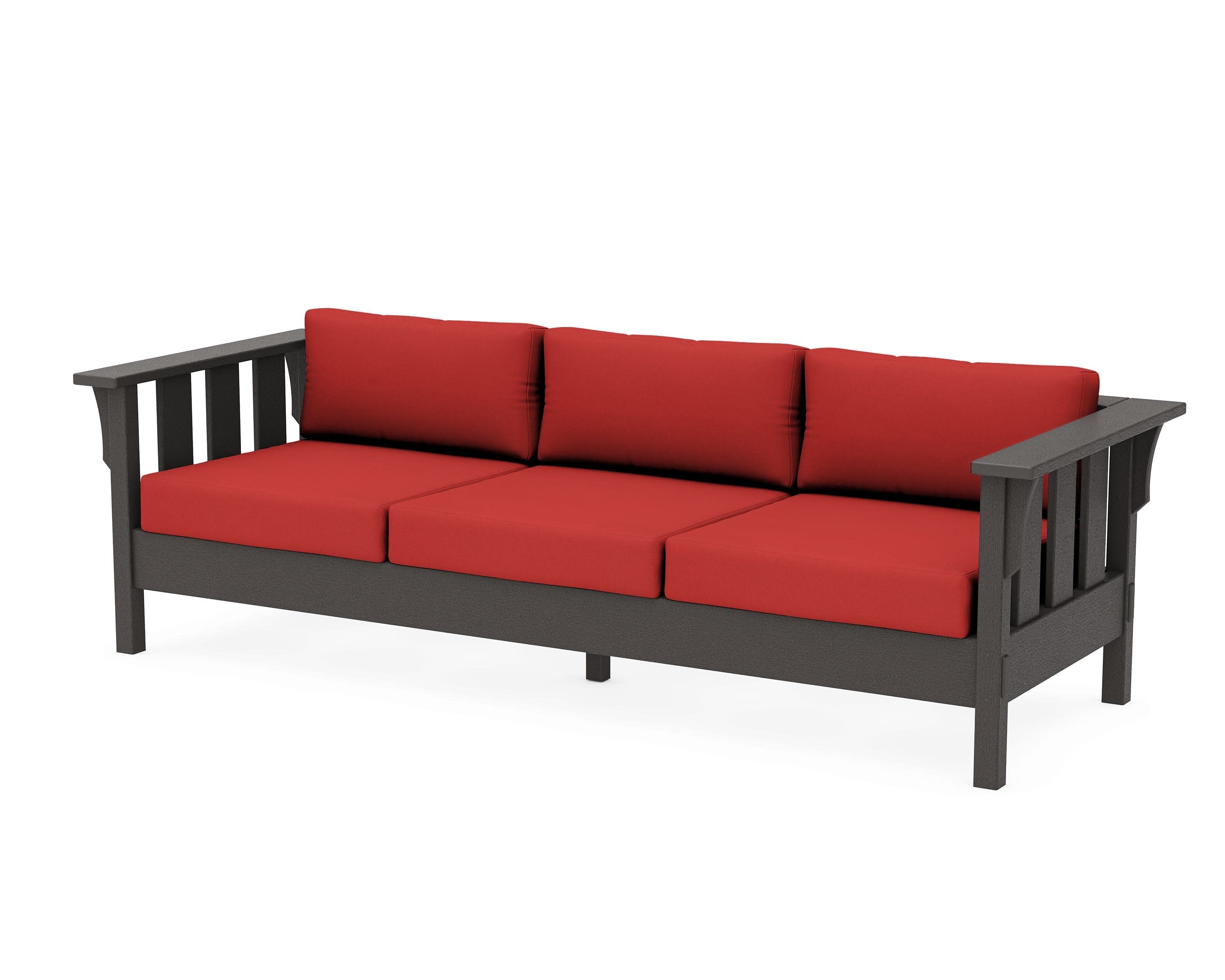Acadia Deep Seating Sofa in Vintage Coffee / Crimson Linen