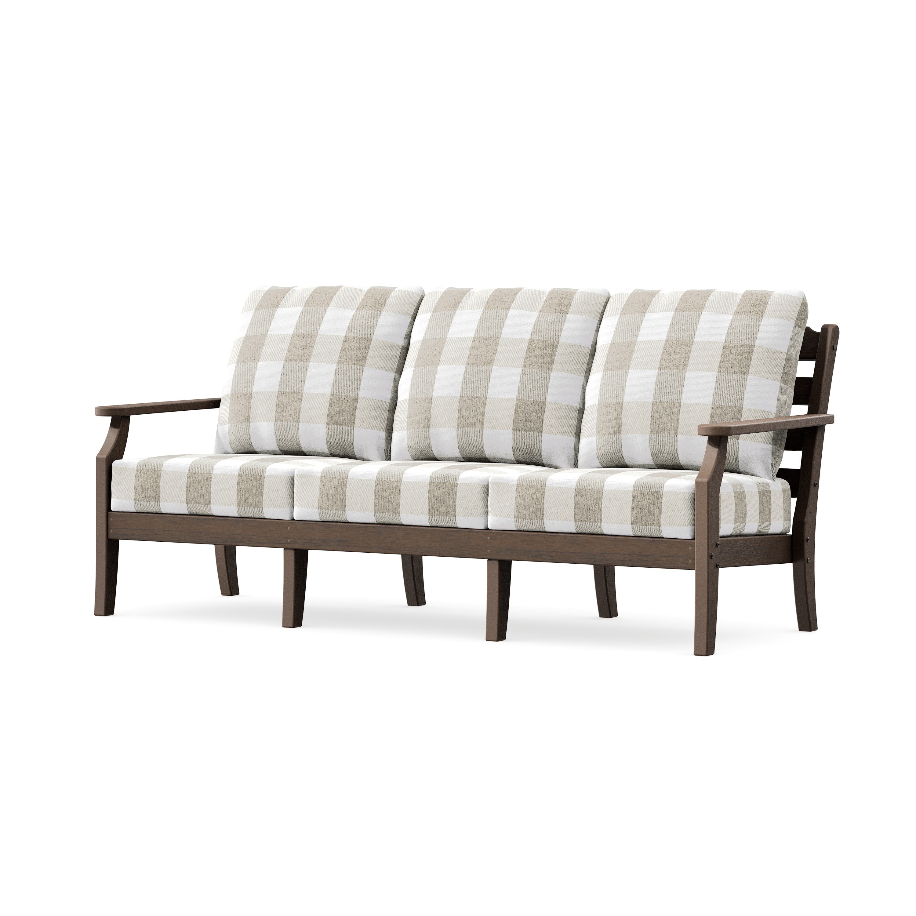 Savannah Deep Seating Sofa in Kona / Buffalo Plaid Dune Burlap