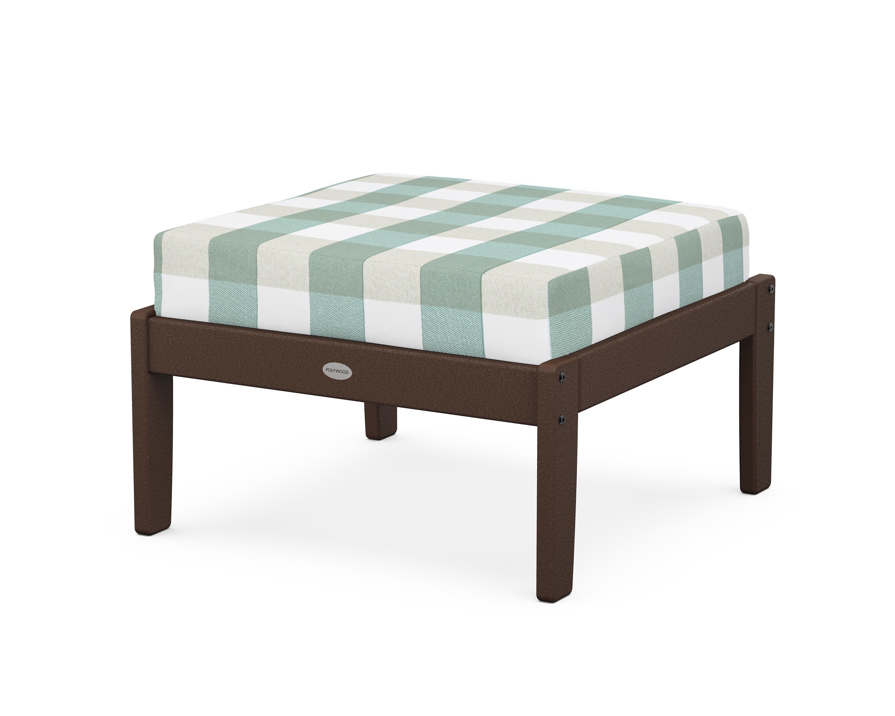 Braxton Deep Seating Ottoman in Mahogany / Buffalo Plaid Glacier Spa