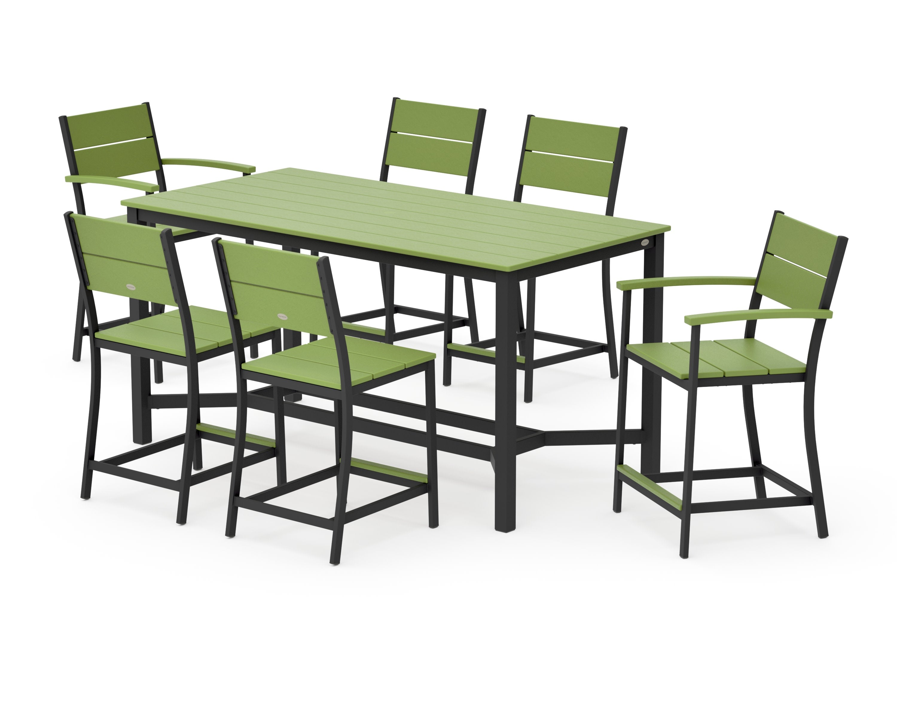 Main Street 7-Piece Counter Set in Black / Lime