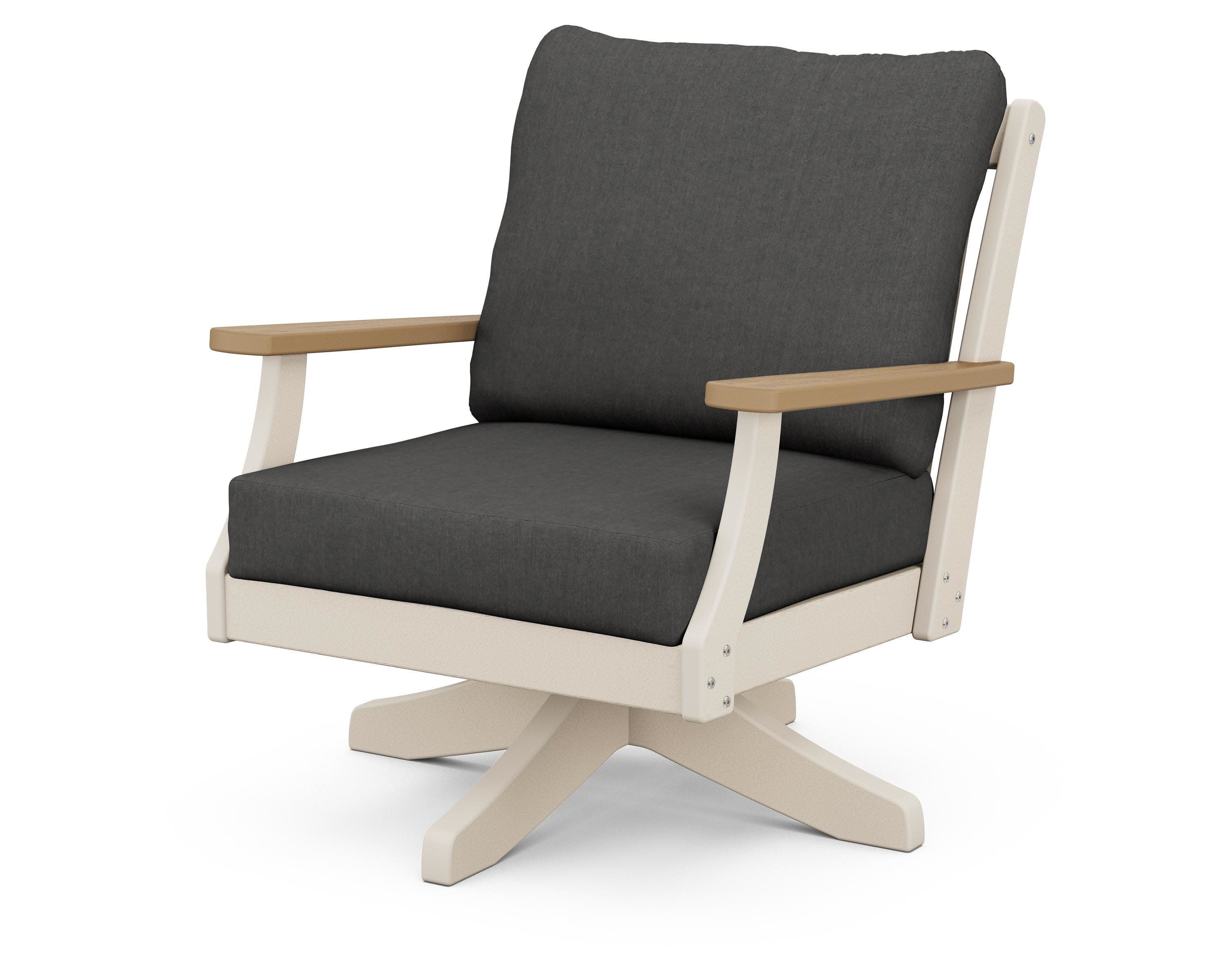 Braxton Deep Seating Swivel Chair in Sand / Natural / Spectrum Carbon