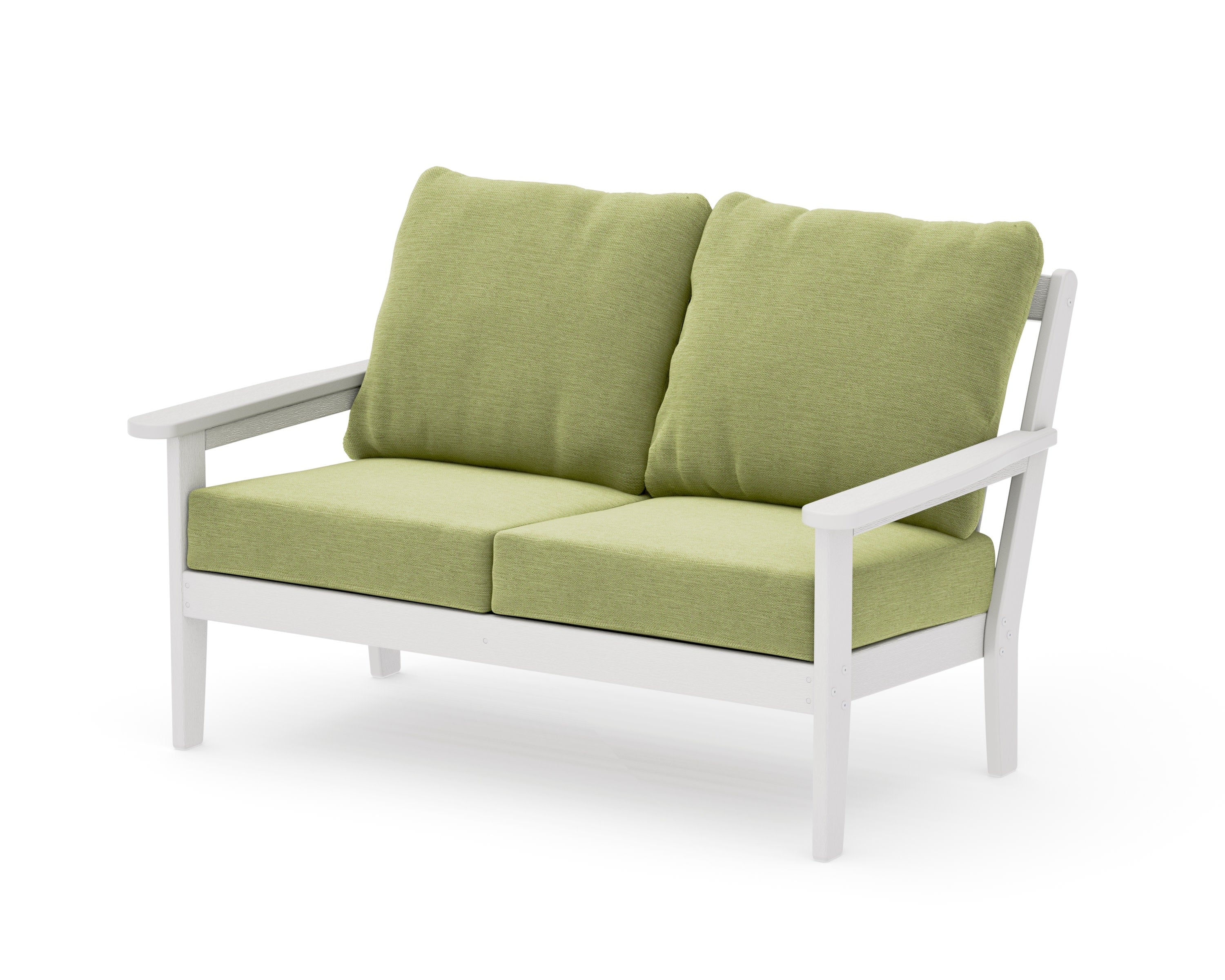 Cottage Deep Seating Loveseat in Vintage White / Chartreuse Boucle