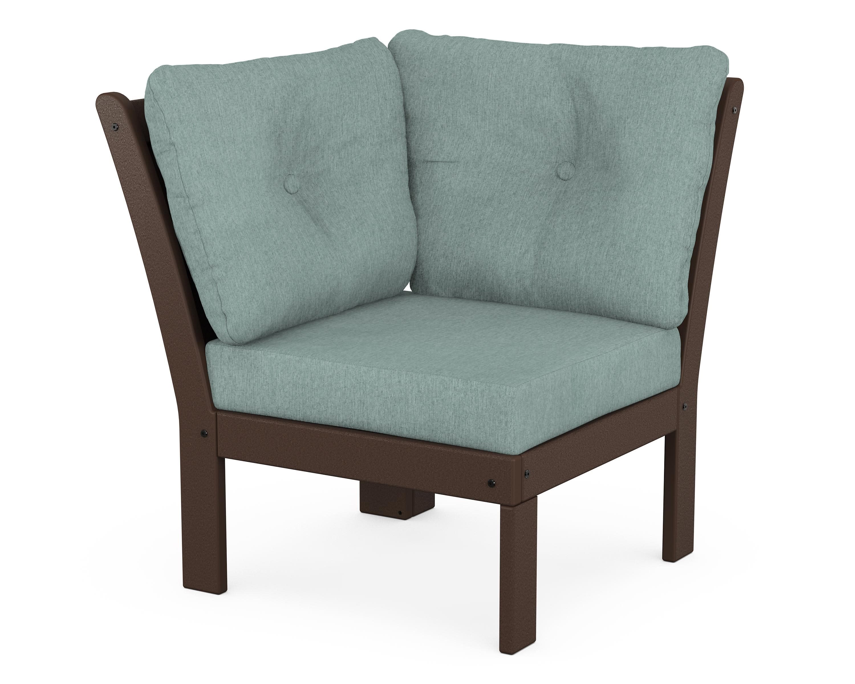 Vineyard Modular Corner Chair in Mahogany / Glacier Spa