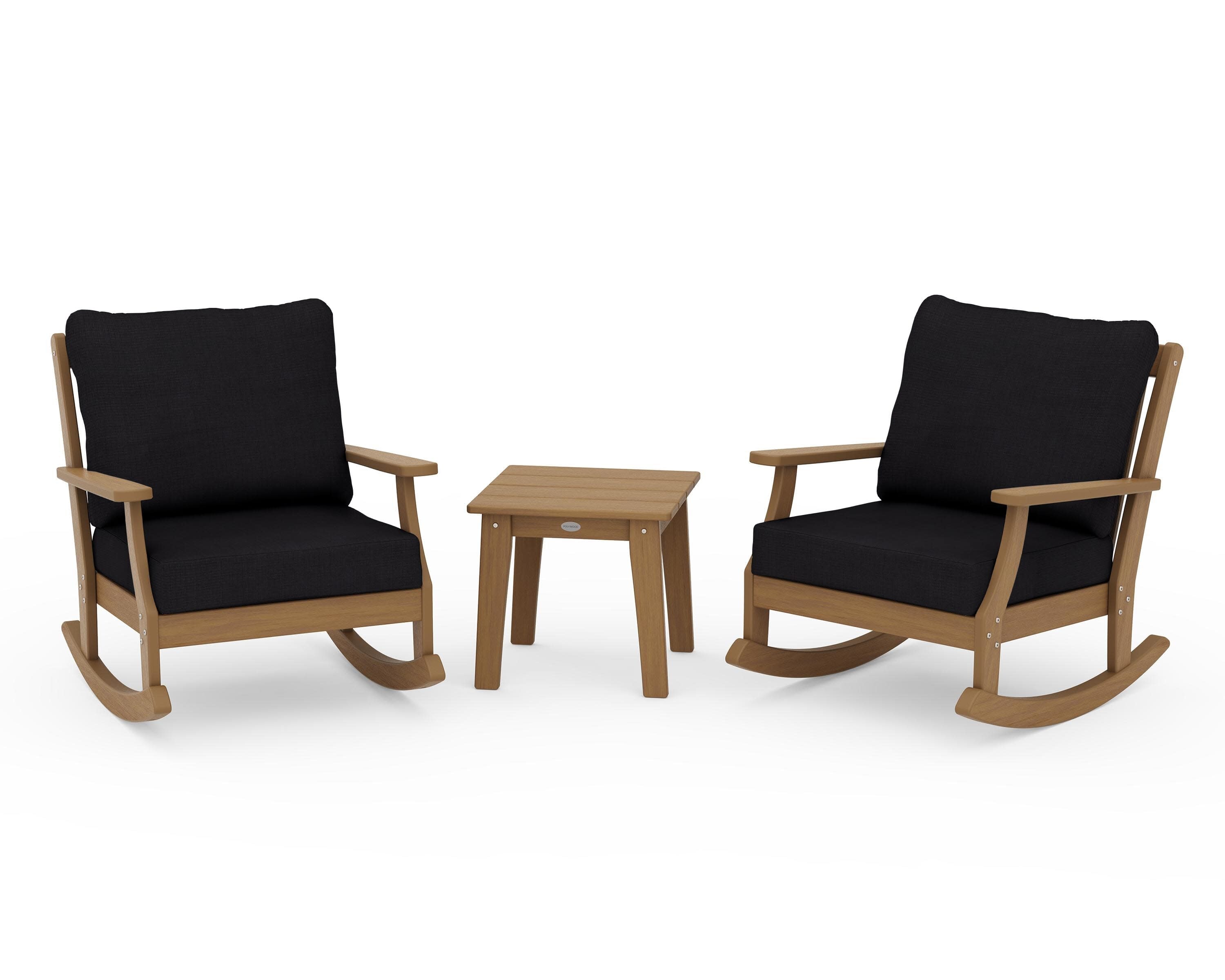 Braxton 3-Piece Deep Seating Rocker Set in Natural / Midnight Linen