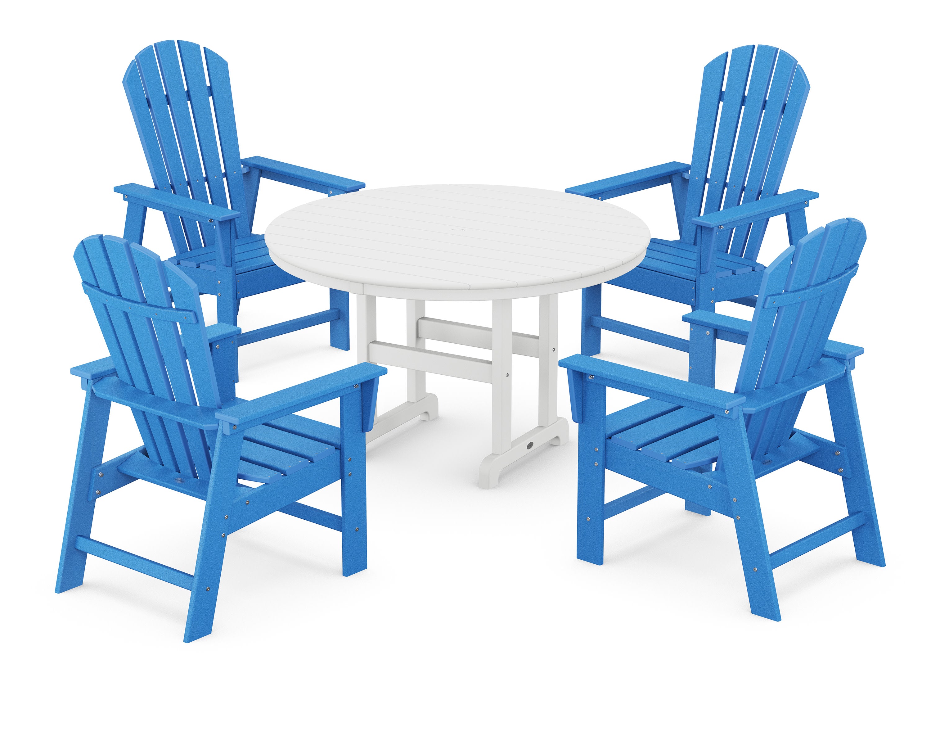 South Beach 5-Piece Round Farmhouse Dining Set in Pacific Blue / White