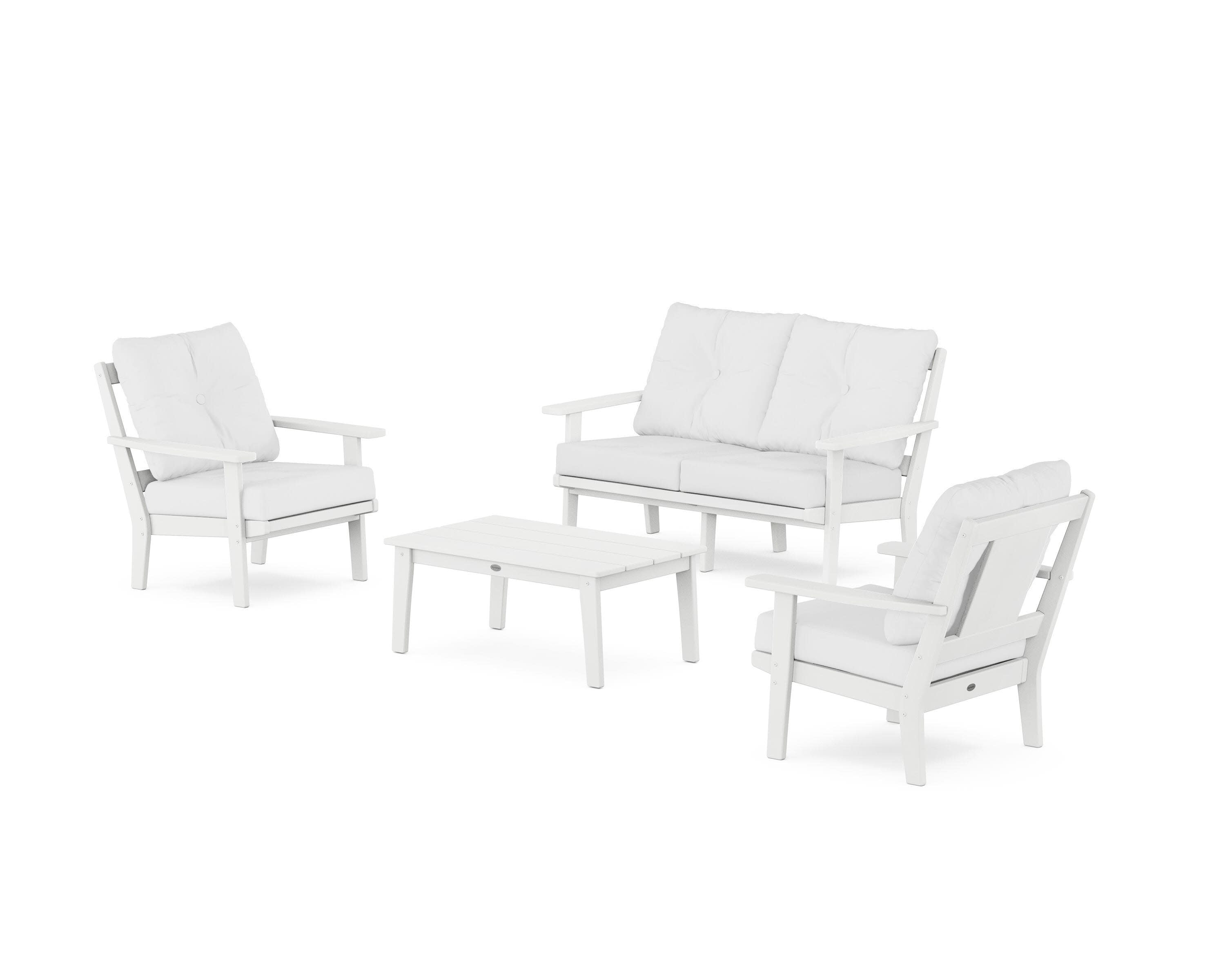 Prairie 4-Piece Deep Seating Set with Loveseat in White / Natural