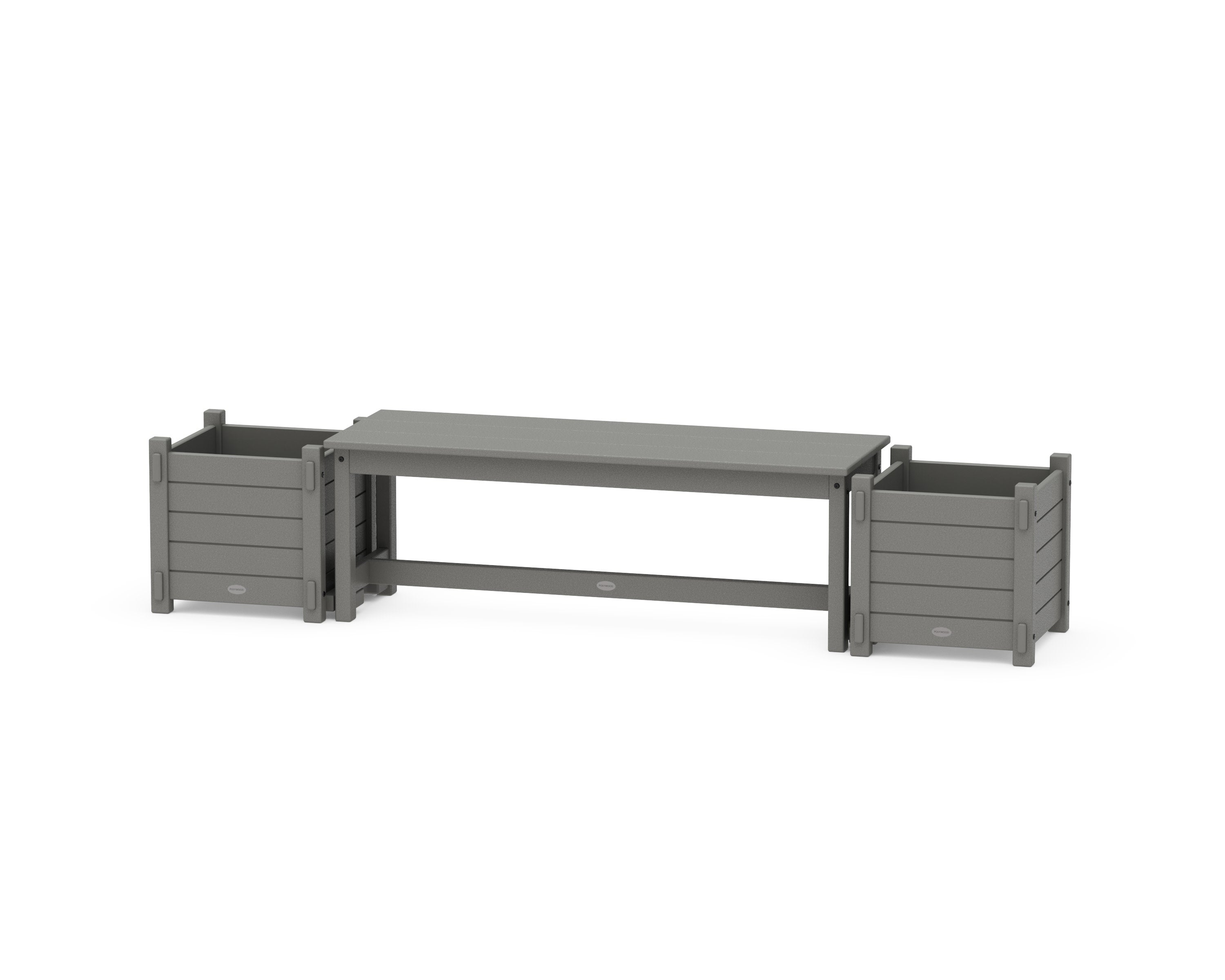 48" Nautical Straight Planter Bench Set in Slate Grey
