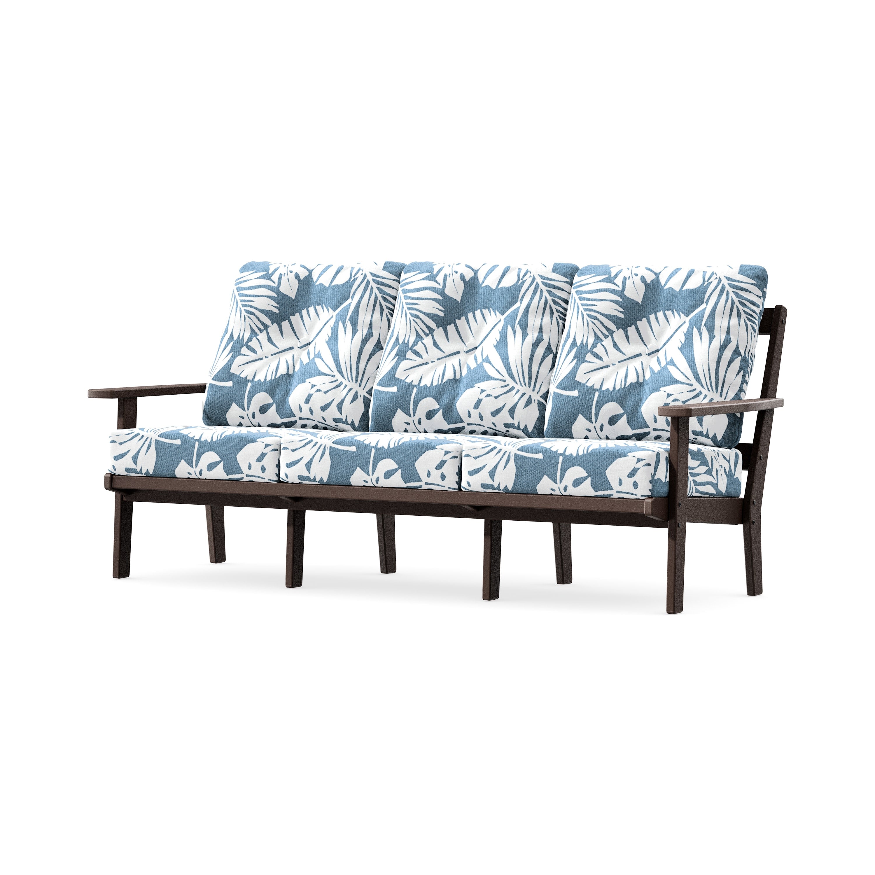 PrairieDeep Seating Sofa in Mahogany / Leaf Sky Blue