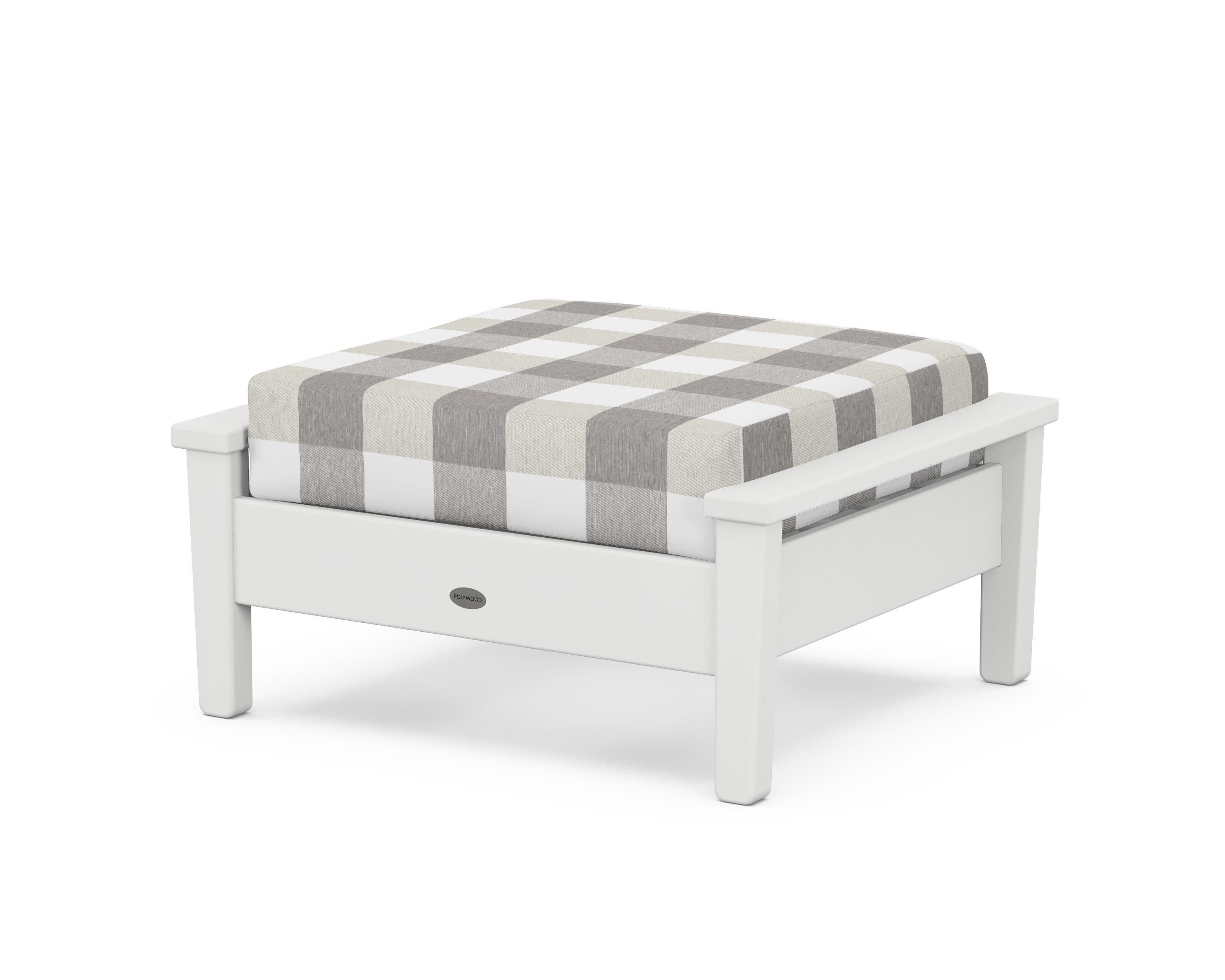 Prescott Deep Seating Ottoman in White / Buffalo Plaid Grey Mist