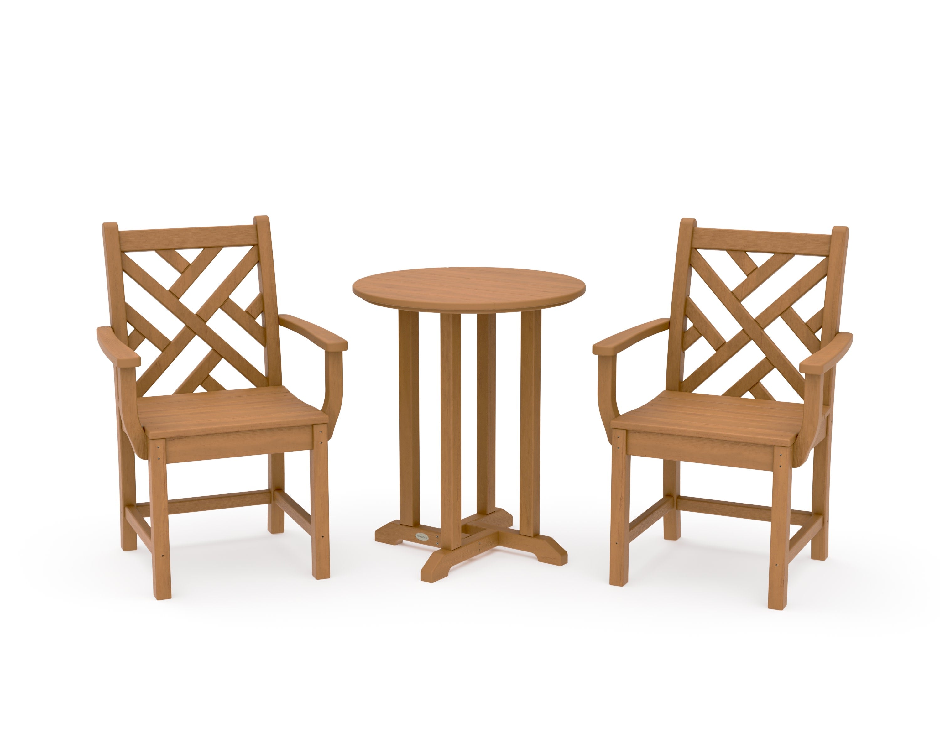 Chippendale 3-Piece Round Bistro Dining Set in Natural