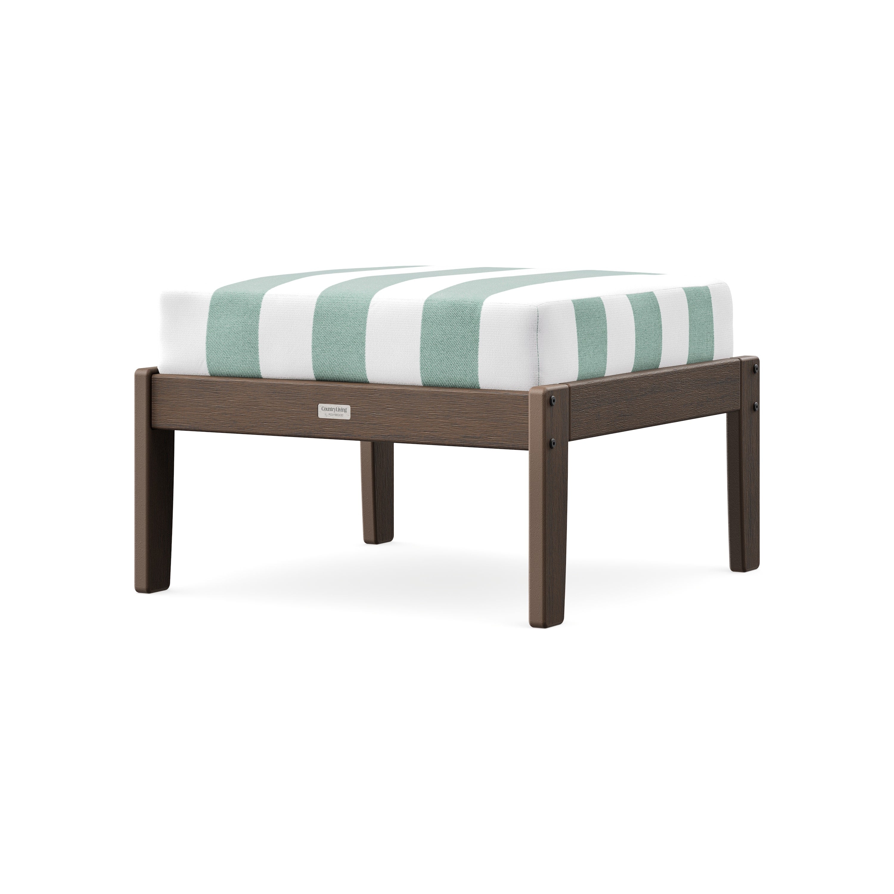 Cottage Deep Seating Ottoman in Kona / Cabana Stripe Glacier Spa