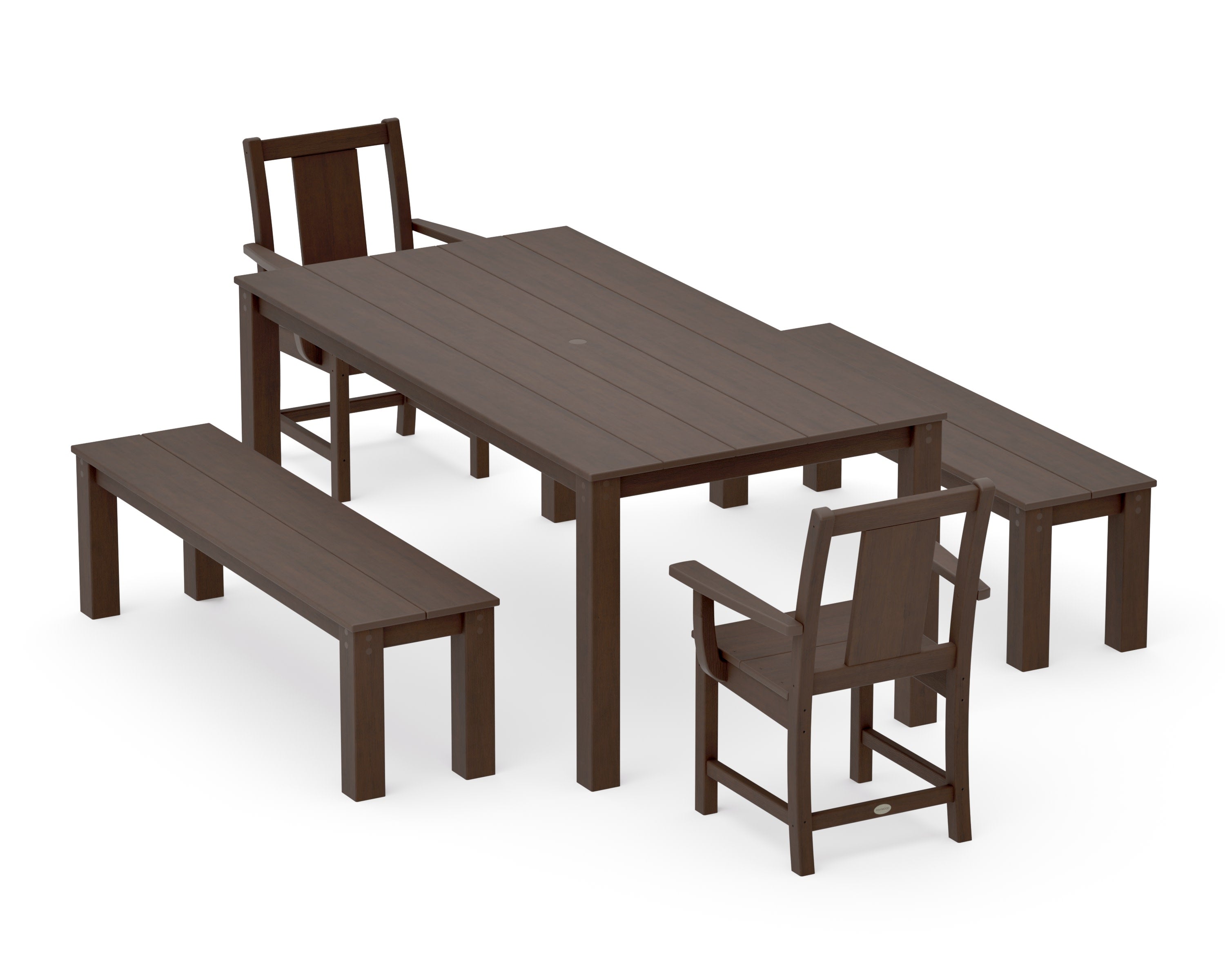 Prairie 5-Piece Parsons Dining Set with Benches in Kona