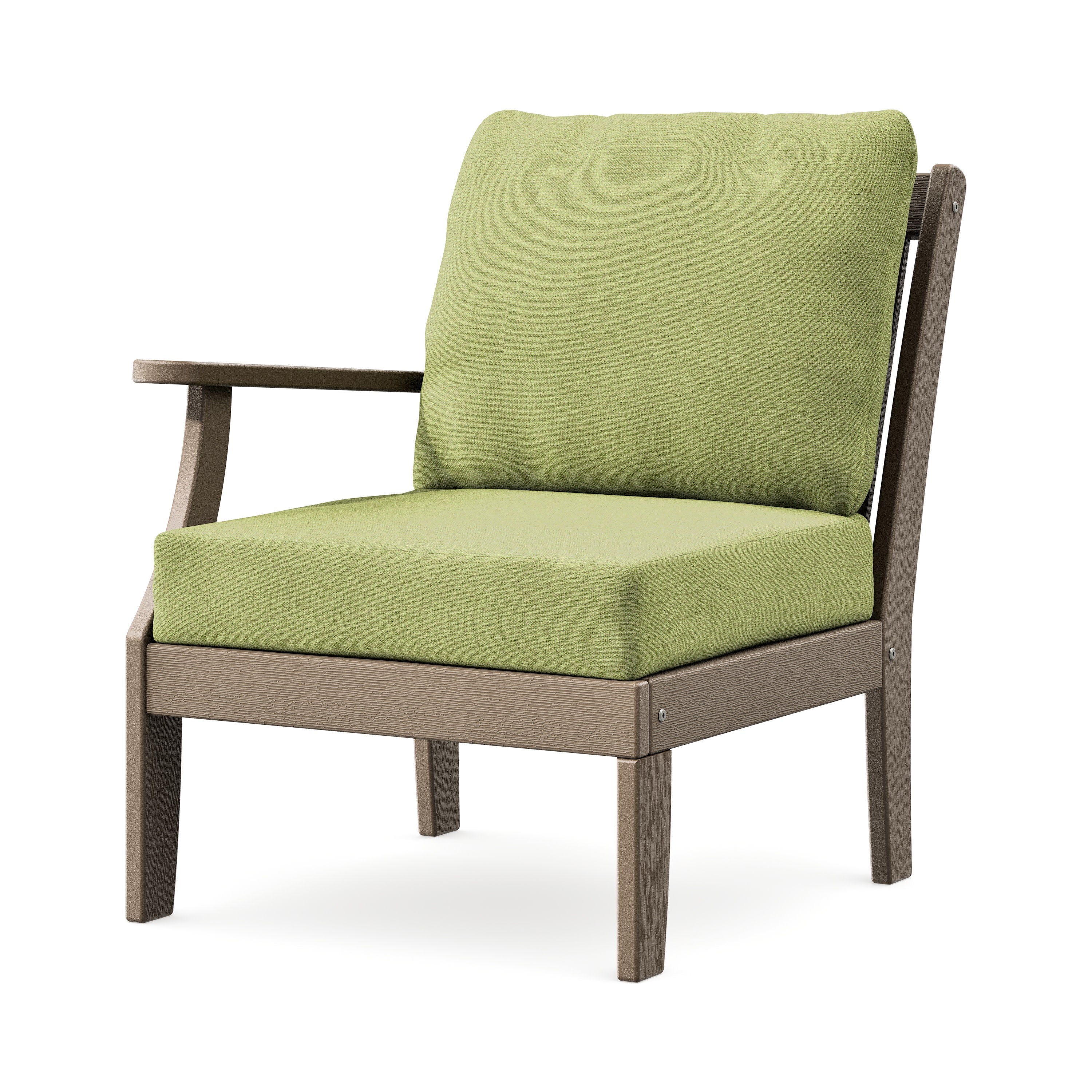 Braxton Modular Left Arm Chair in Vintage Sahara / Chartreuse Boucle
