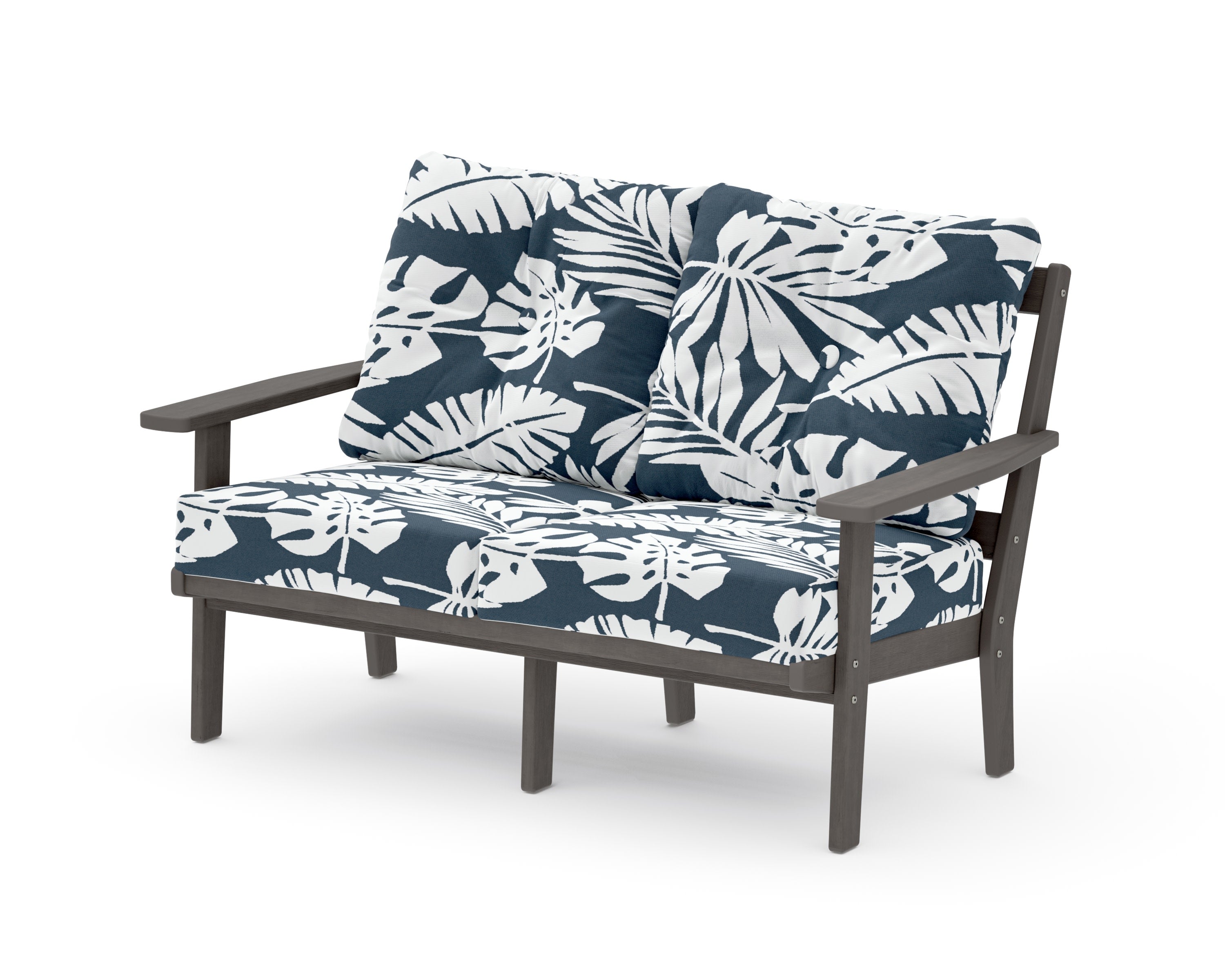 Oxford Deep SeatingLoveseat in Driftwood / Leaf Marine Indigo