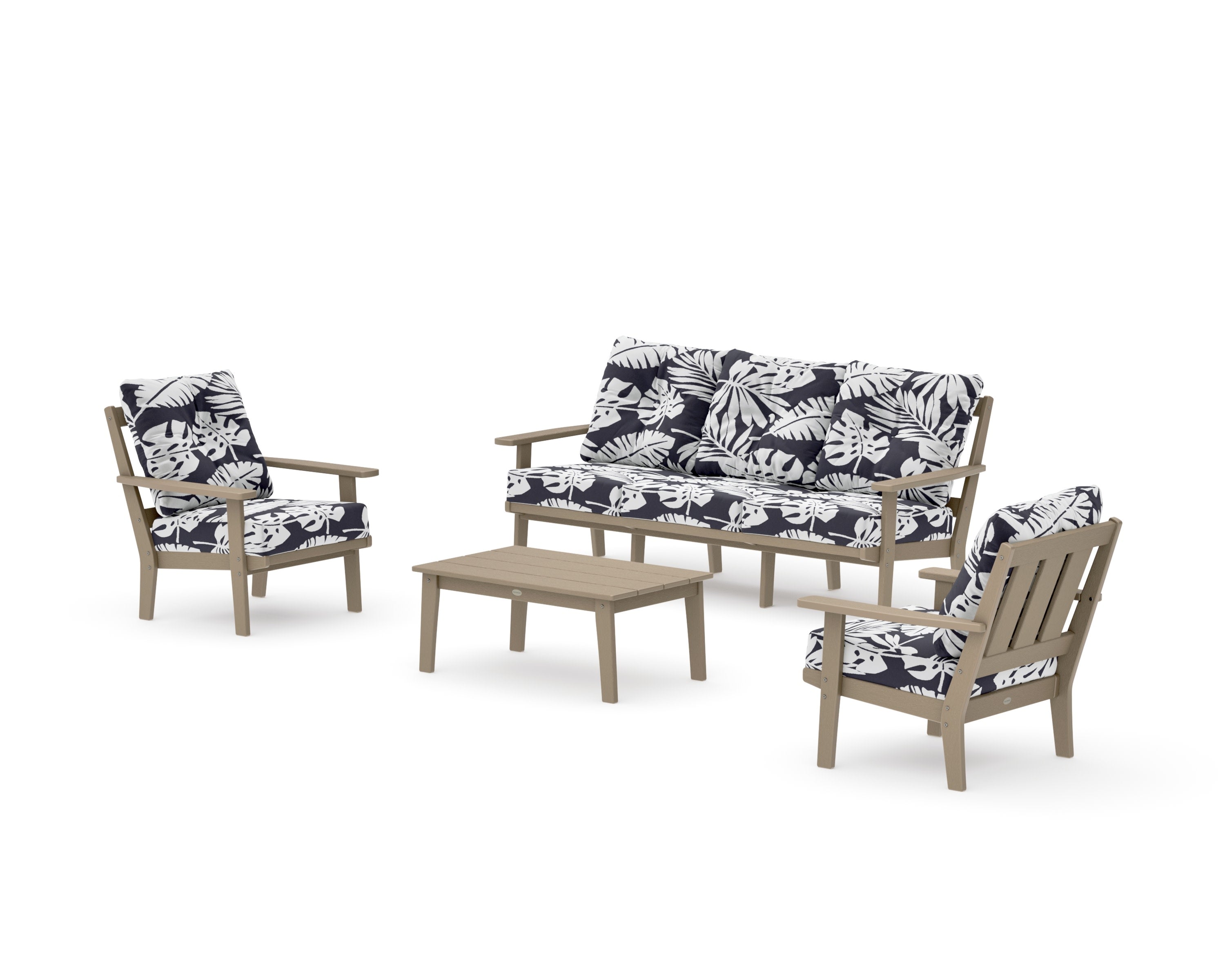 Oxford 4-Piece Deep Seating Set with Sofa in Vintage Sahara / Leaf Navy