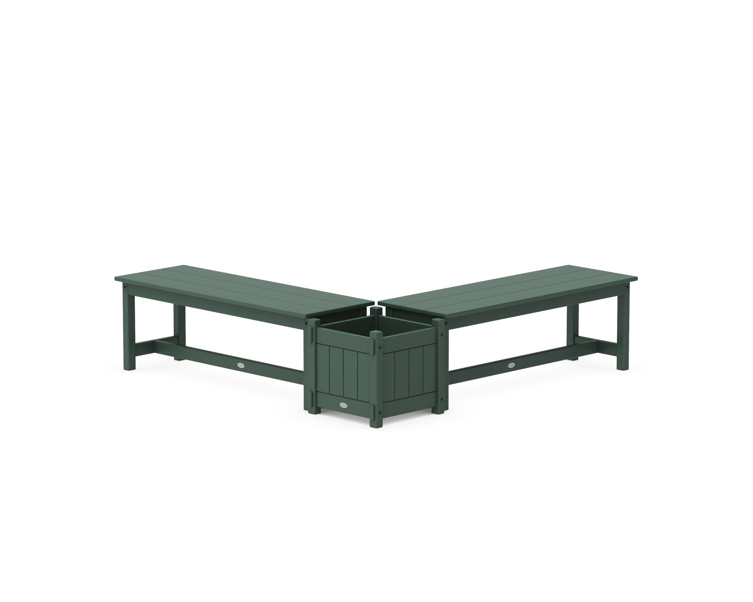 48" Vineyard L- Shaped Planter Bench Set in Green