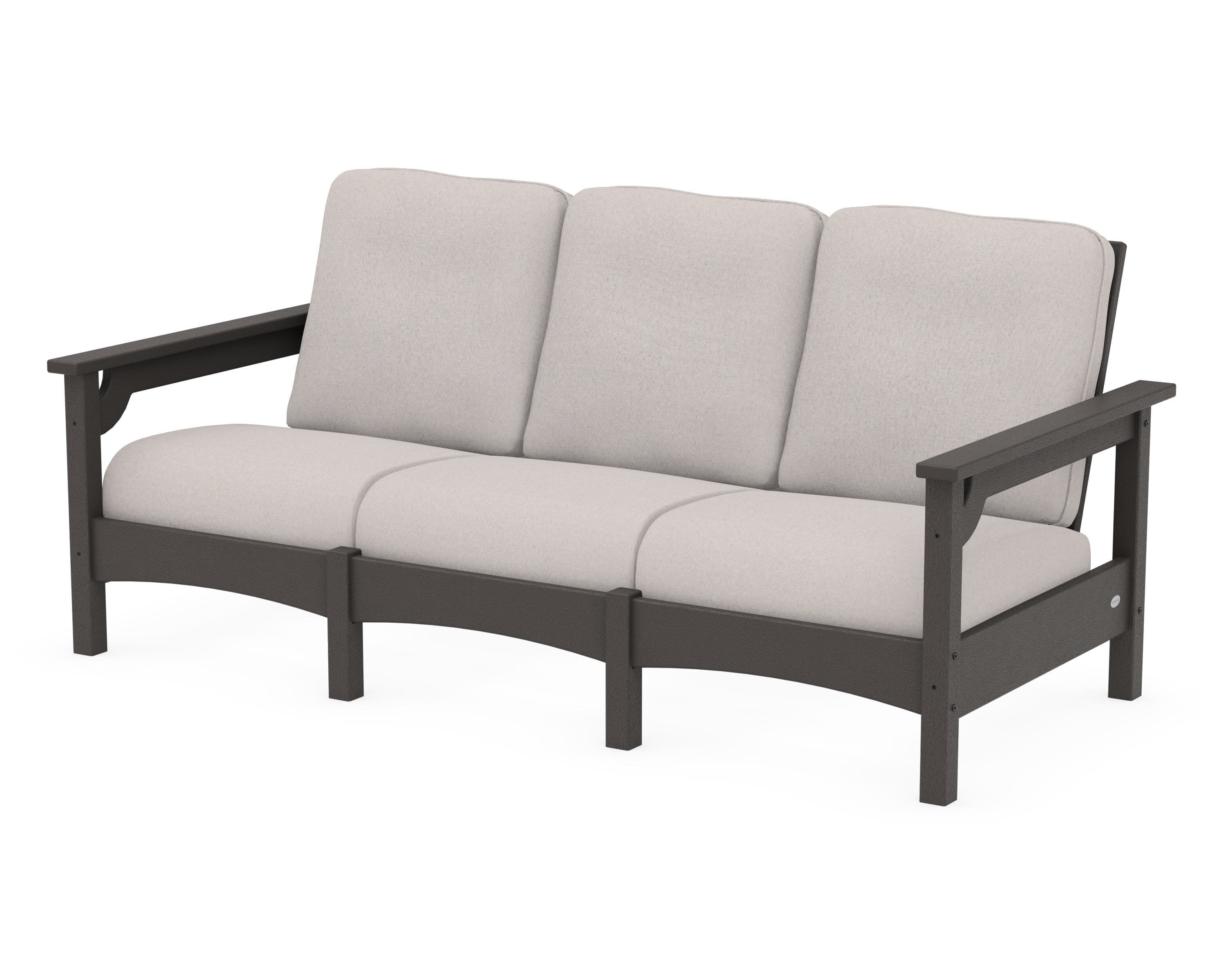 Club Sofa in Vintage Coffee / Dune Burlap