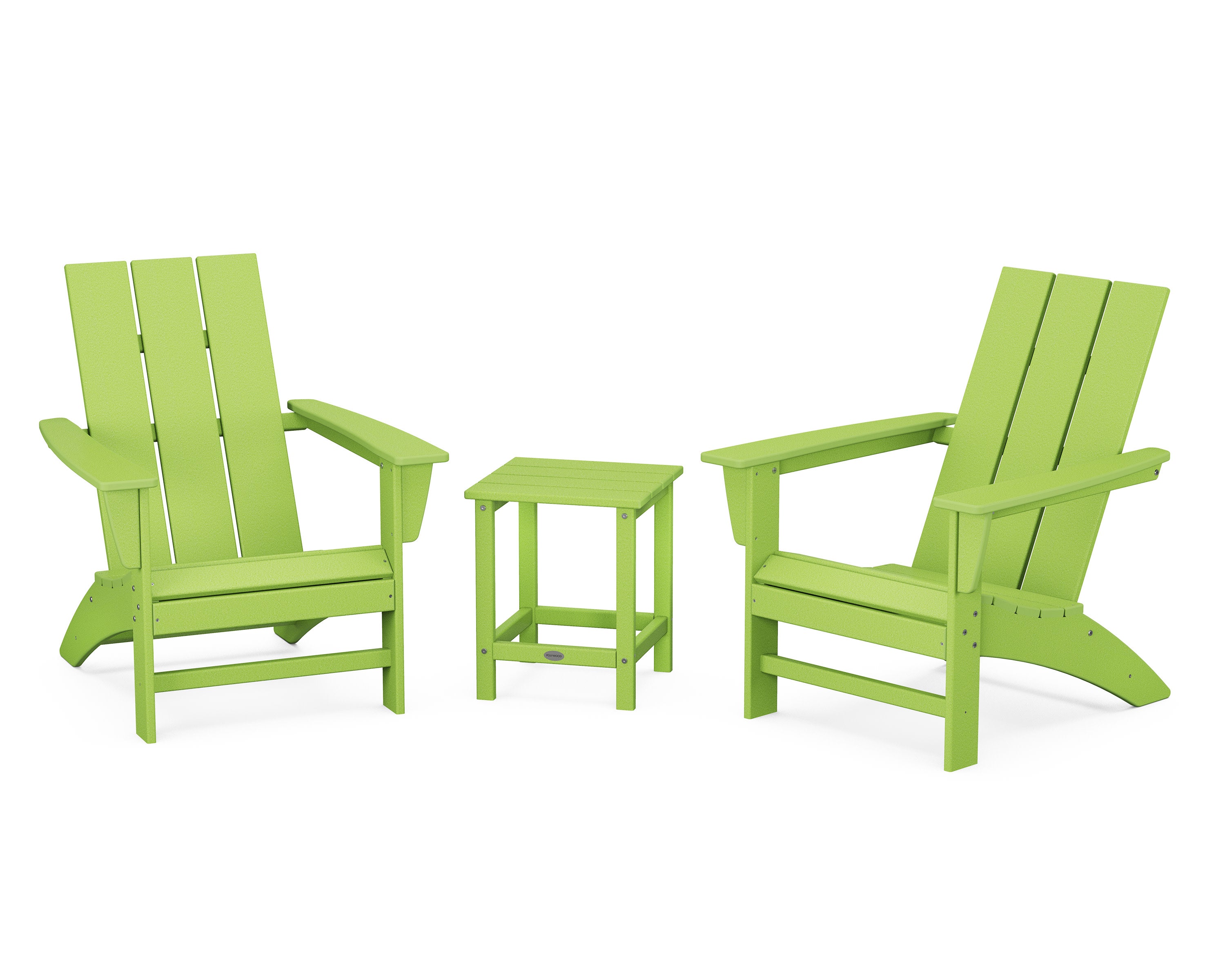 Modern 3-Piece Adirondack Set with Long Island 18" Side Table in Lime