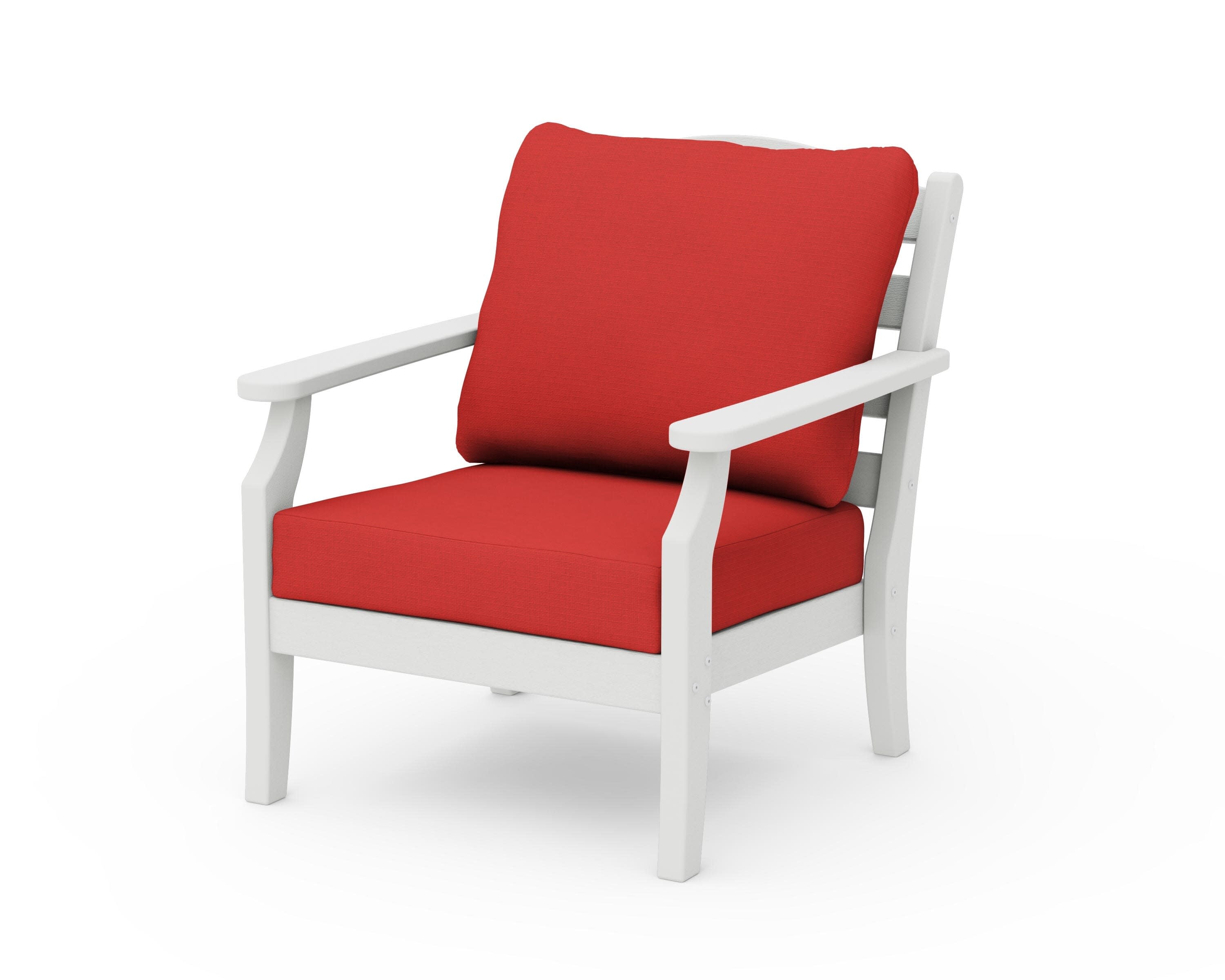 Savannah Deep Seating Chair in Vintage White / Crimson Linen