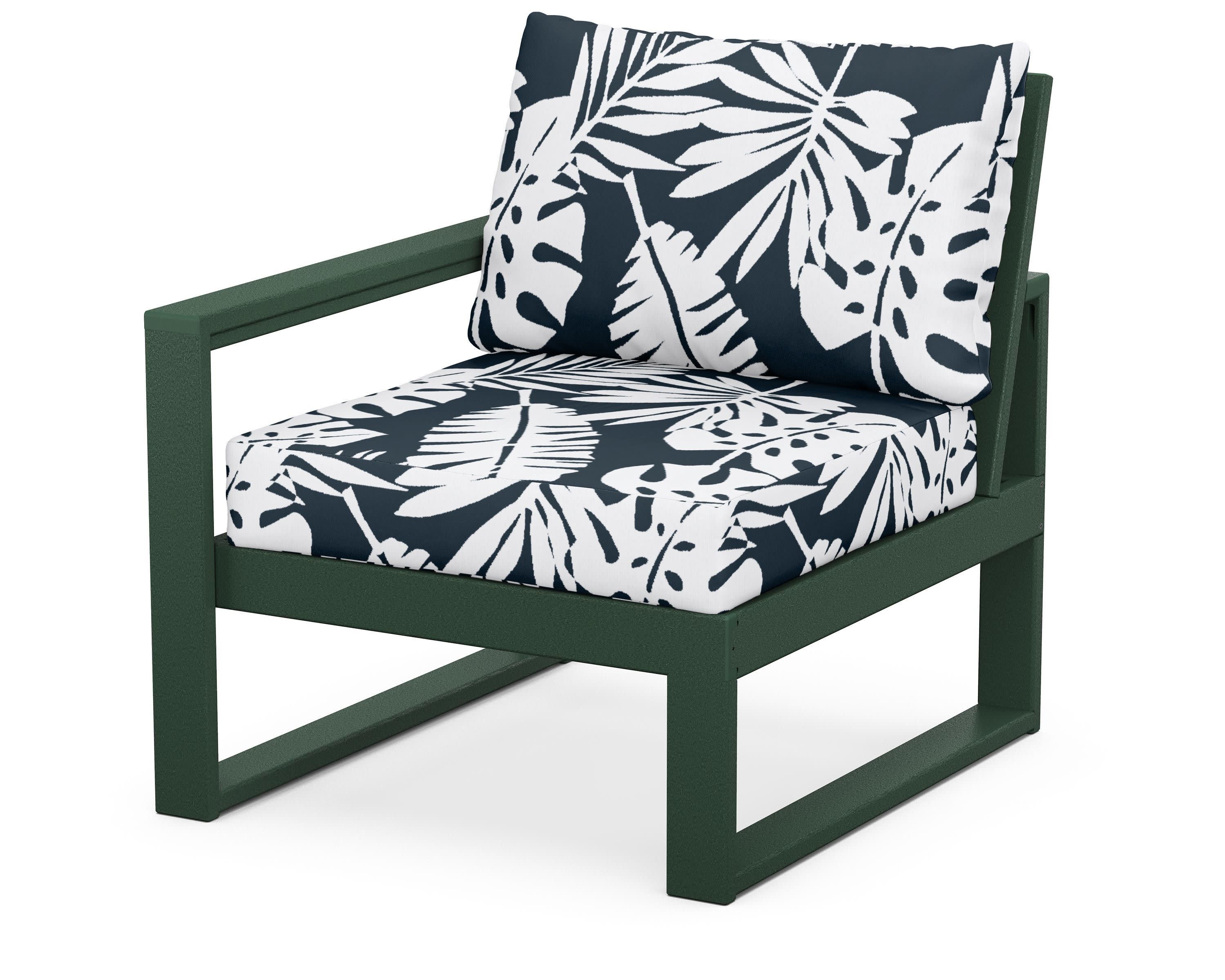 EDGE Modular Left Arm Chair in Green / Leaf Marine Indigo