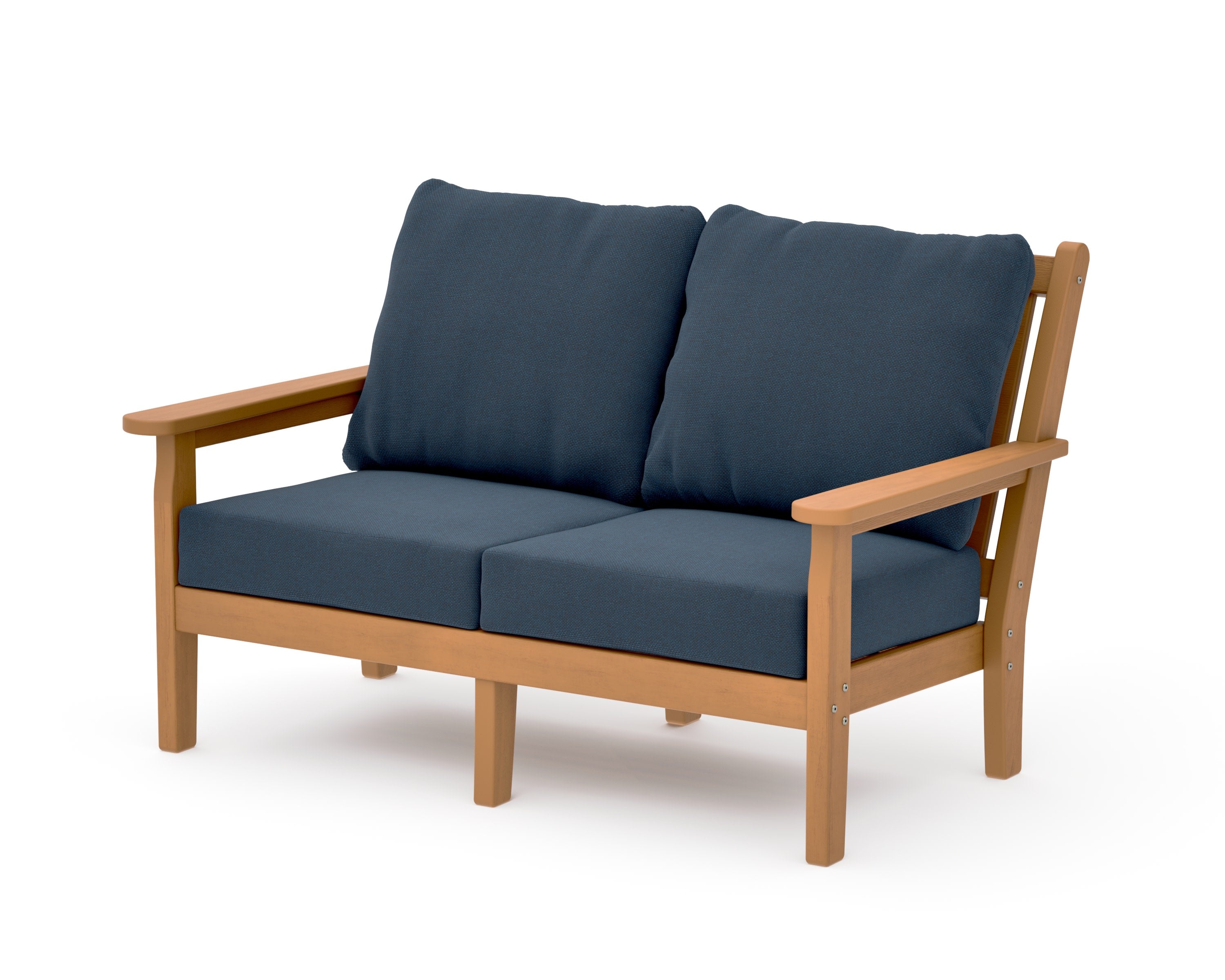 Chippendale Deep Seating Loveseat in Natural / Marine Indigo