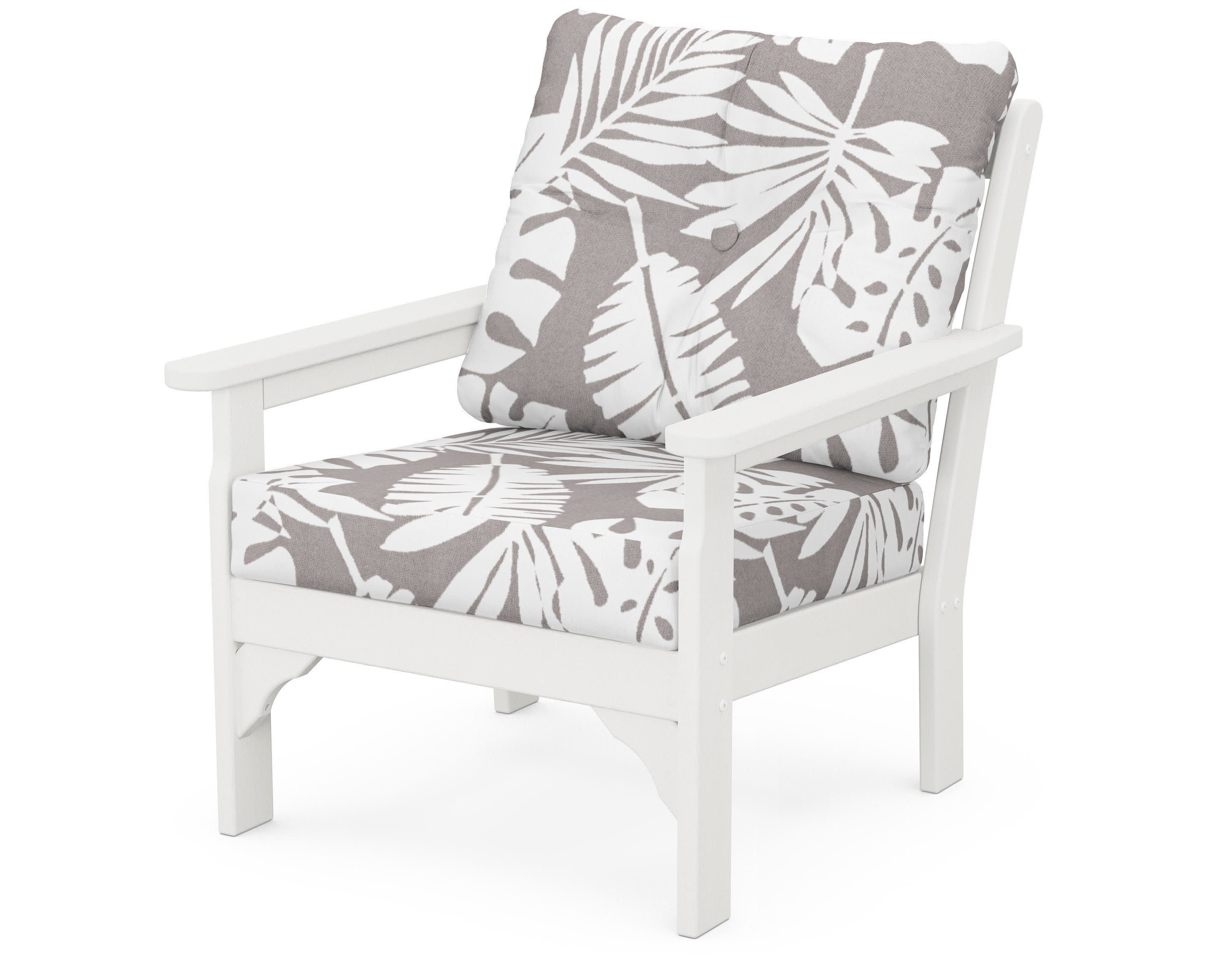 Vineyard Deep Seating Chair in Vintage White / Leaf Grey Mist