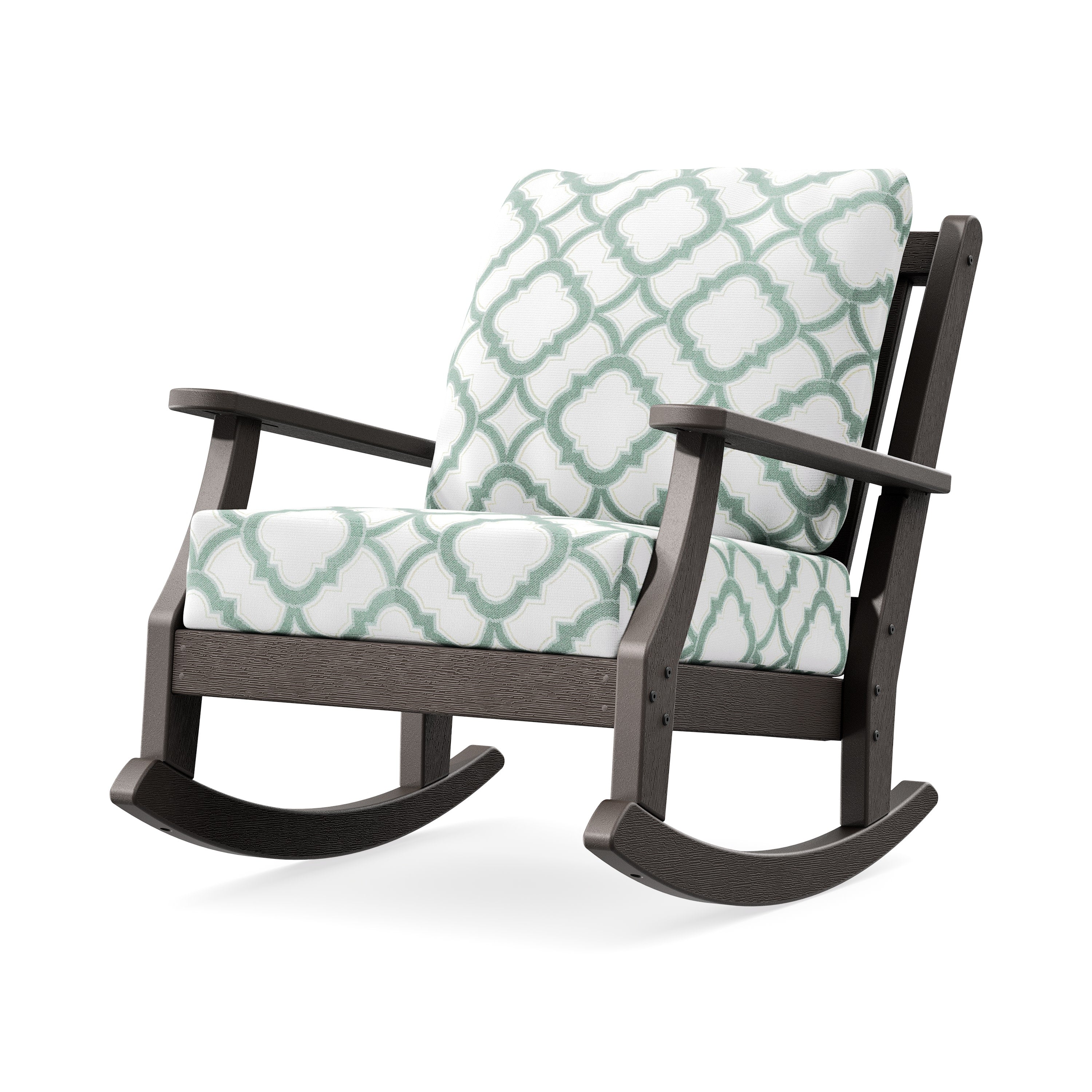 Wovendale Deep Seating Rocking Chair in Vintage Coffee / Trellis Glacier Spa