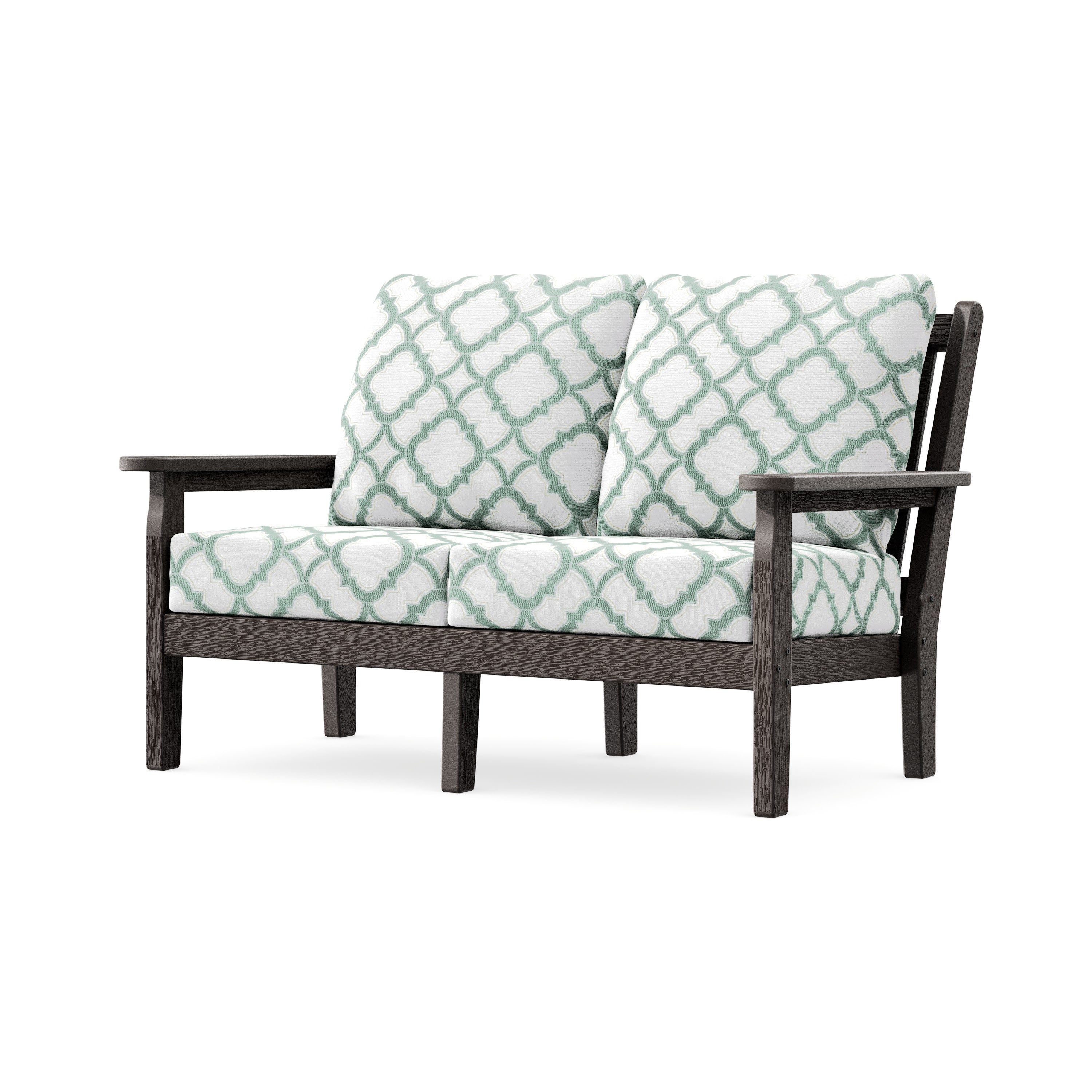 Chippendale Deep Seating Loveseat in Vintage Coffee / Trellis Glacier Spa