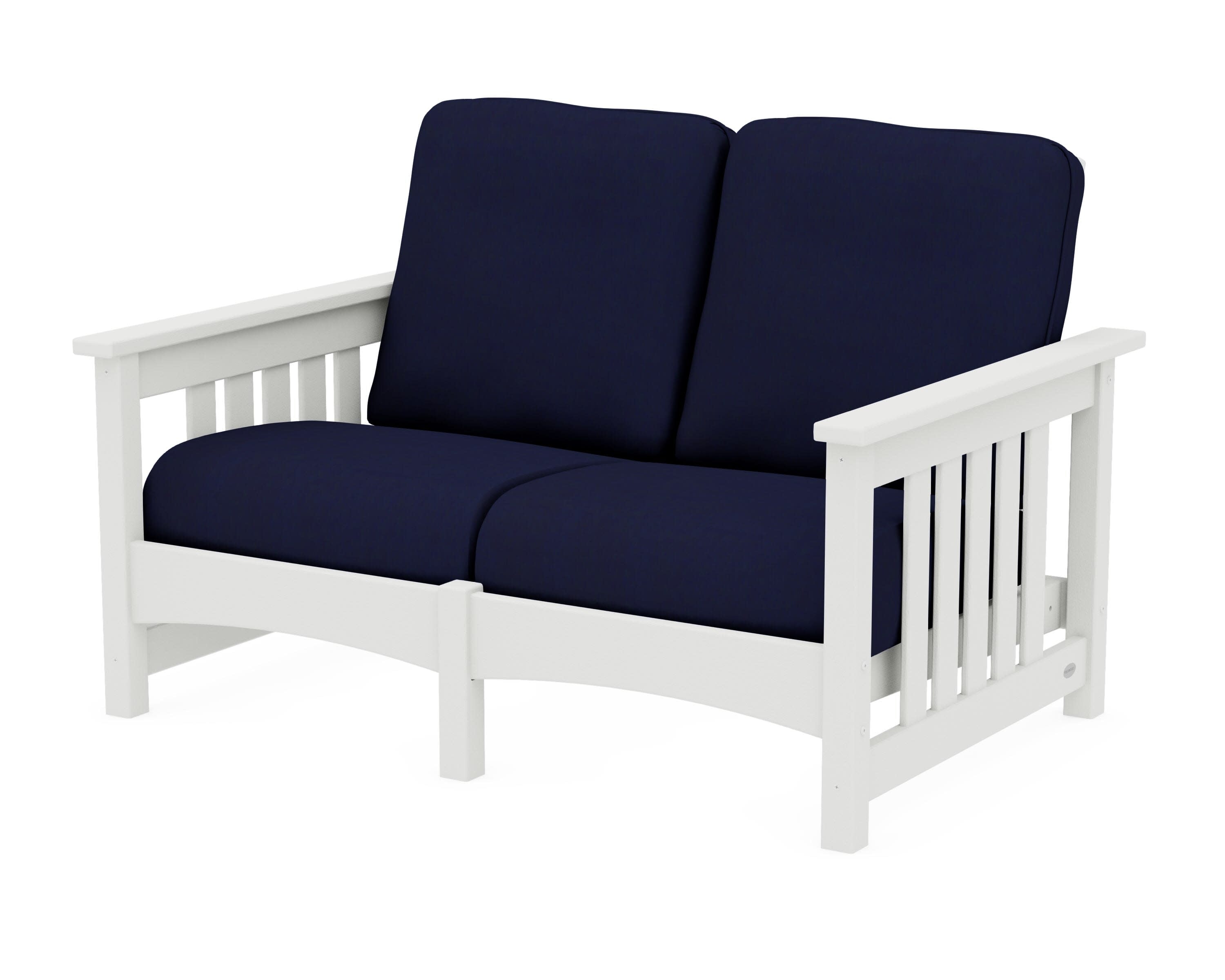 Club Mission Loveseat in Vintage White / Navy