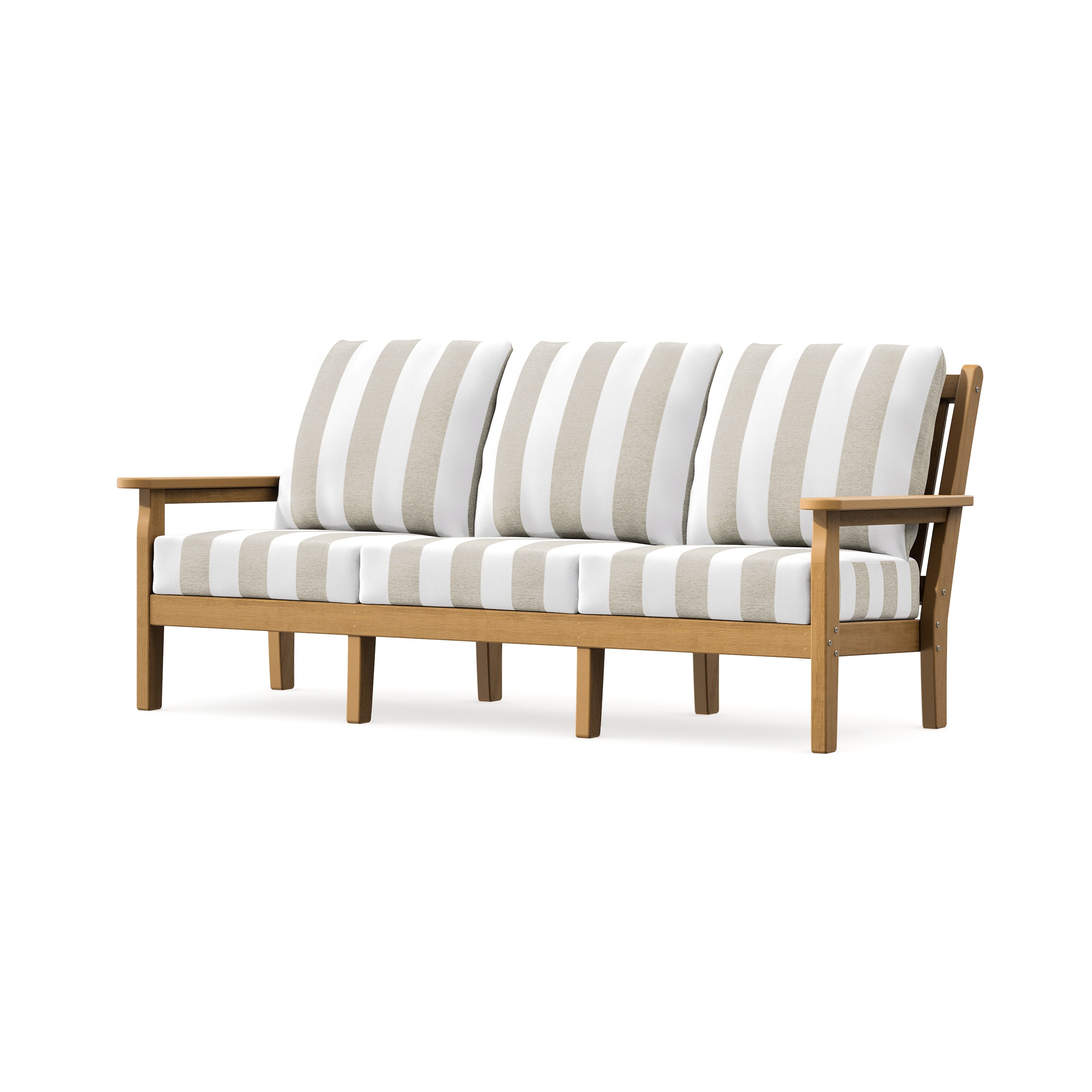 Chippendale Deep Seating Sofa in Natural / Cabana Stripe Dune Burlap