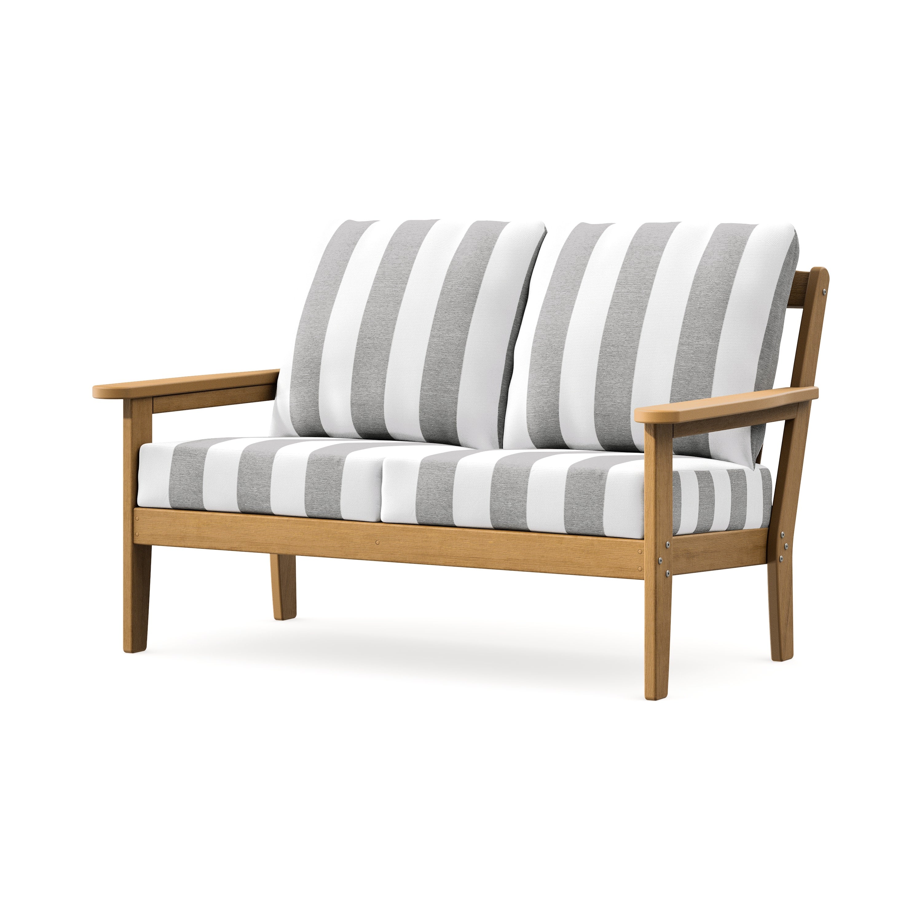 Cottage Deep Seating Loveseat in Natural / Cabana Stripe Grey Mist