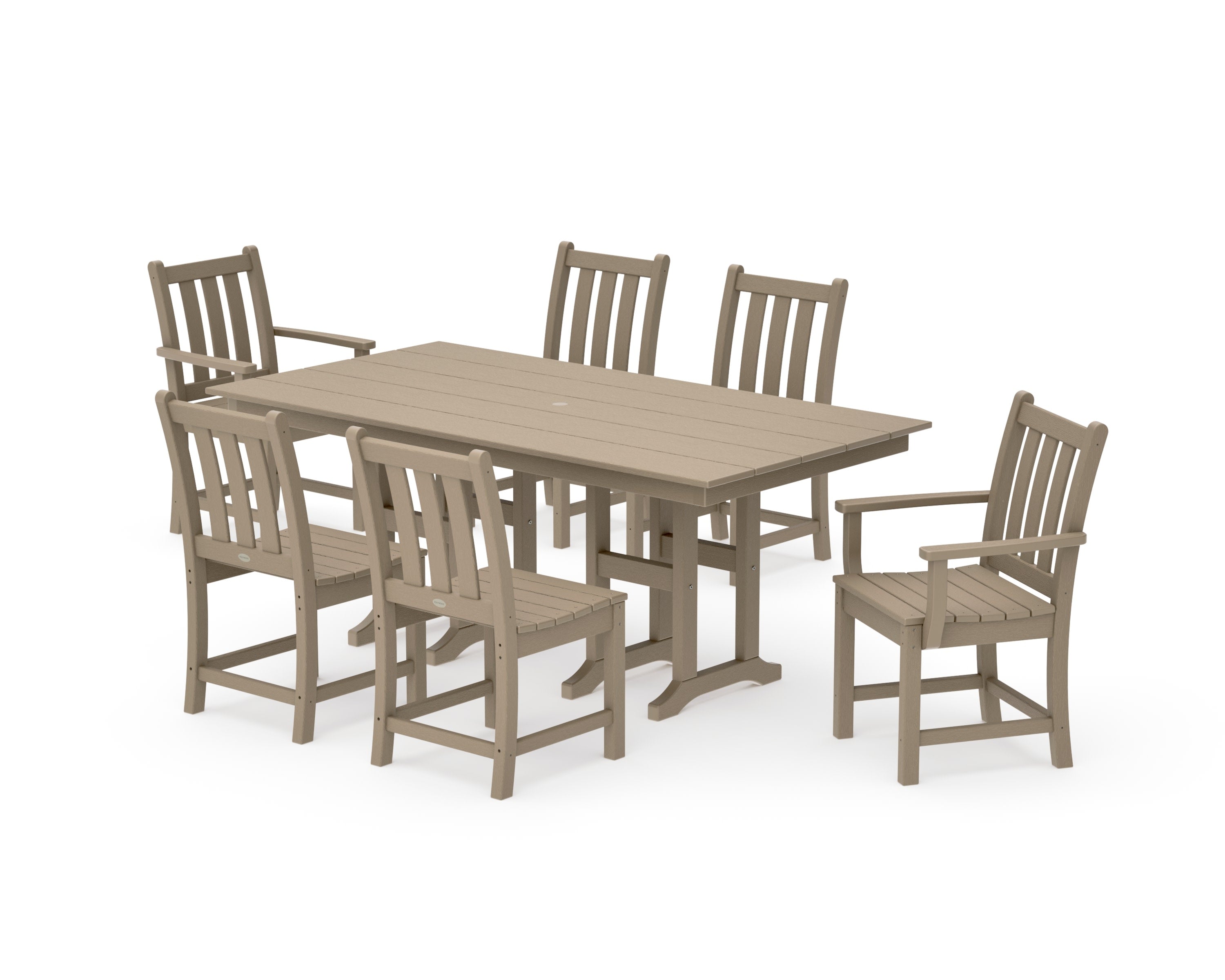 Traditional Garden 7-Piece Farmhouse Dining Set in Vintage Sahara