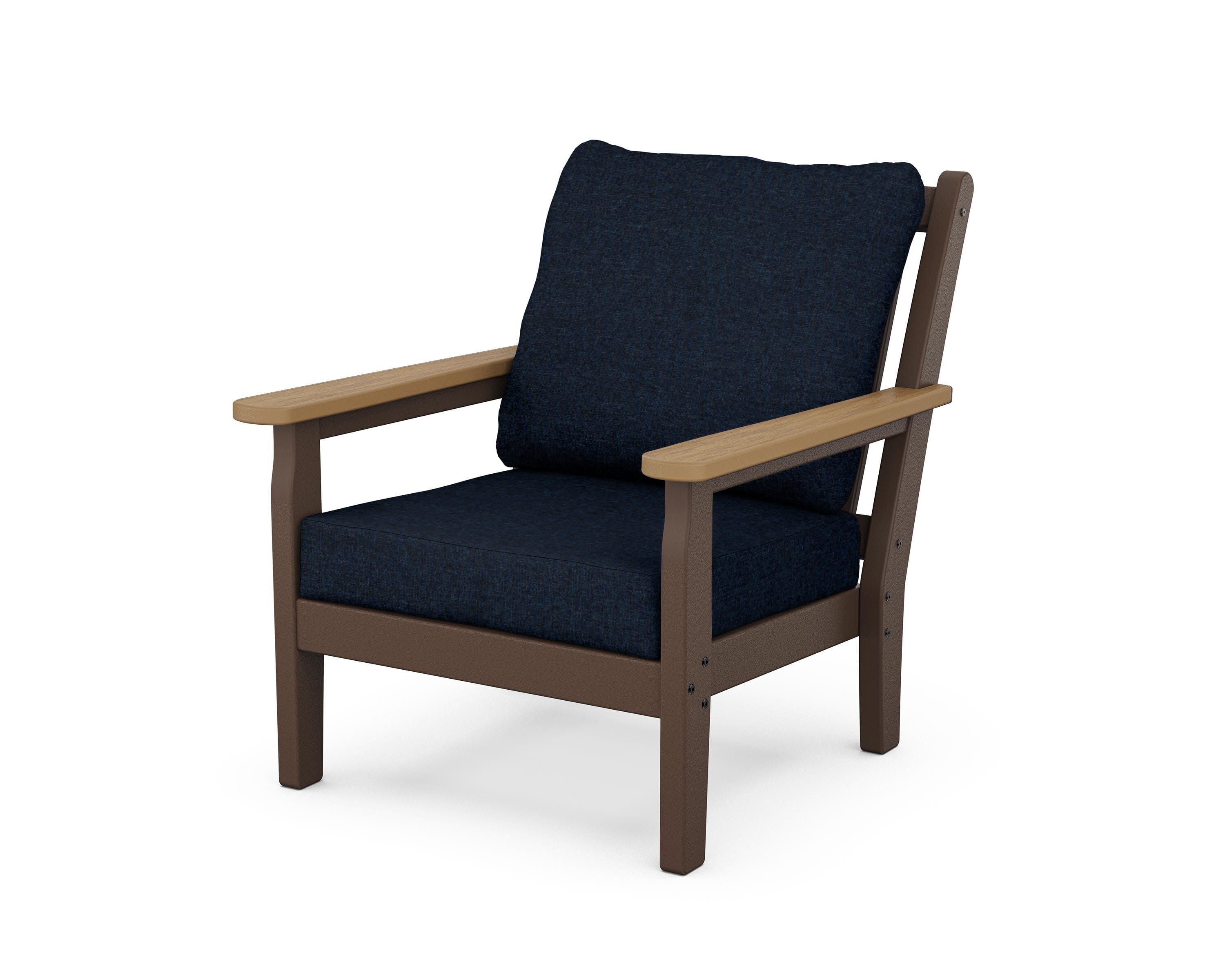 Chippendale Deep Seating Chair in Mahogany / Natural / Marine Indigo