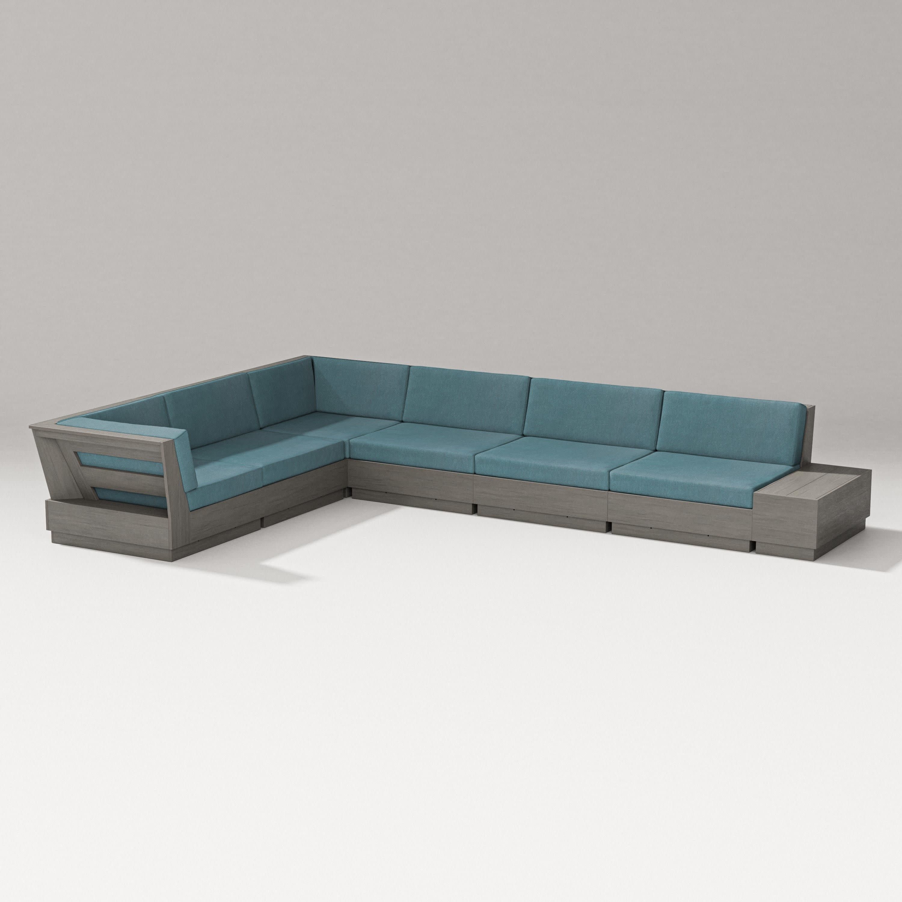 Elevate 7-Piece Corner Sectional in Driftwood / Ocean Teal