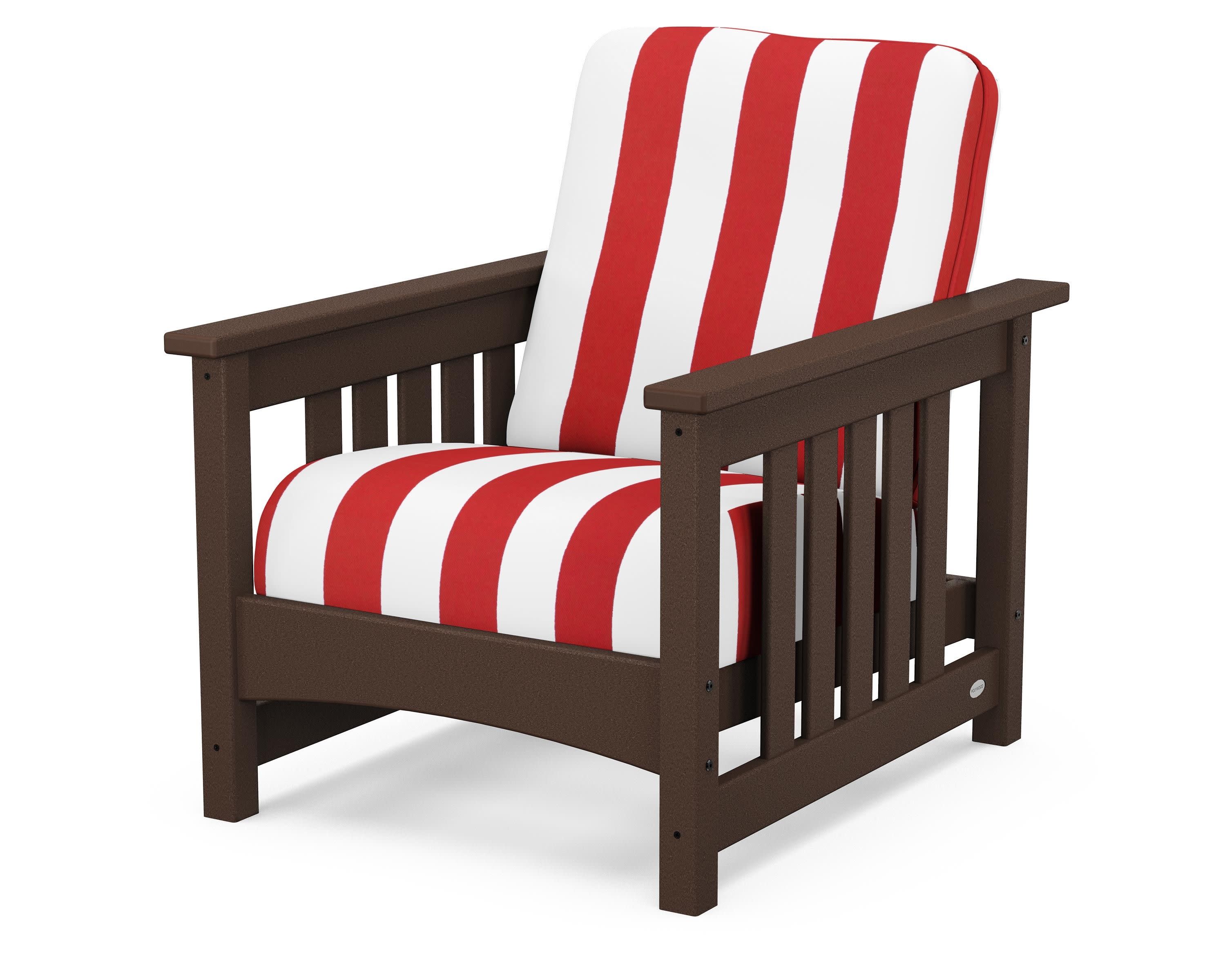 Club Mission Chair in Mahogany / Cabana Stripe Crimson