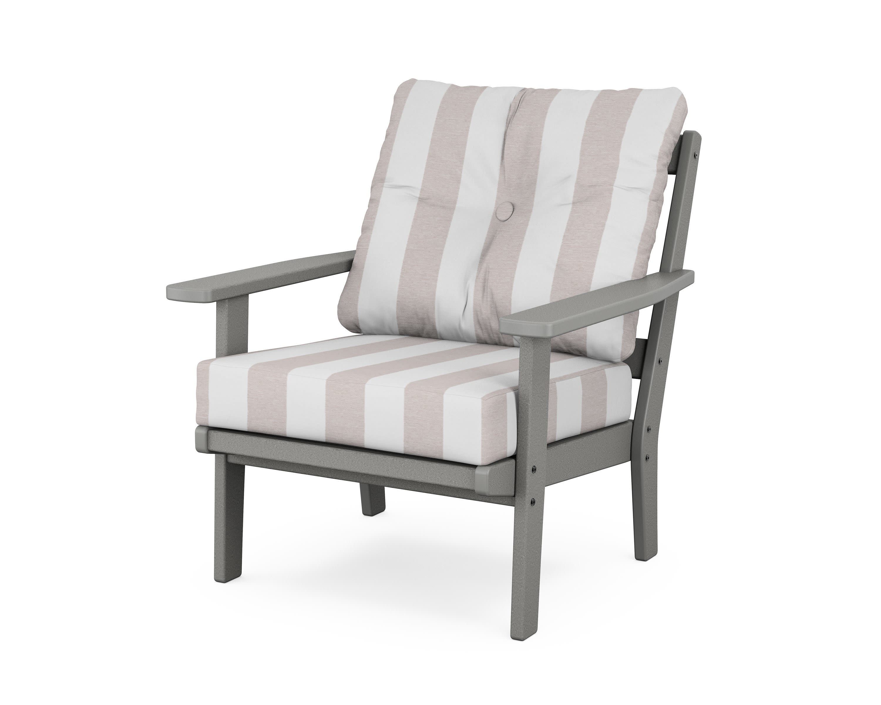 Oxford Deep Seating Chair in Slate Grey / Cabana Stripe Dune Burlap