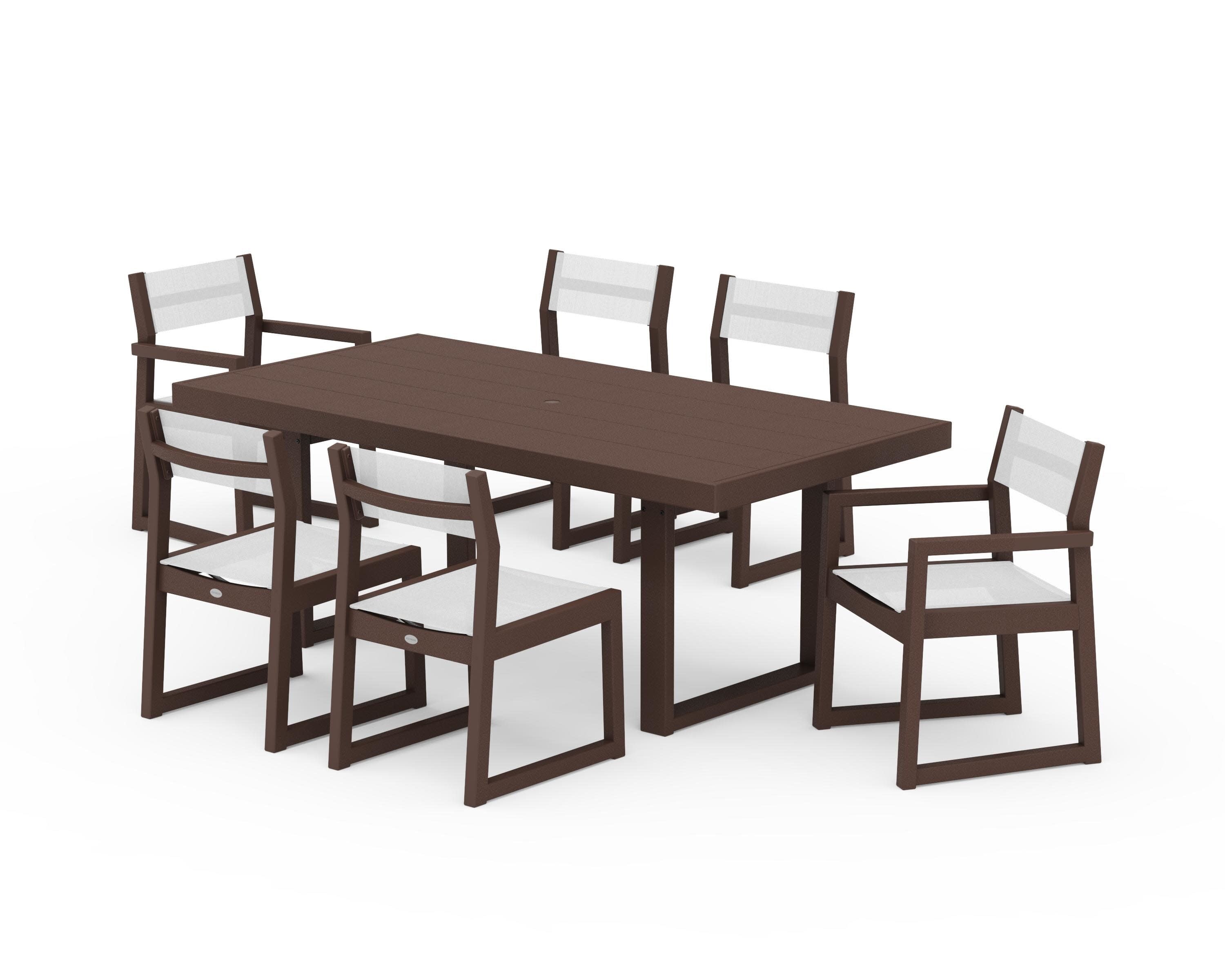 EDGE Sling 7-Piece Dining Set in Mahogany / White Sling