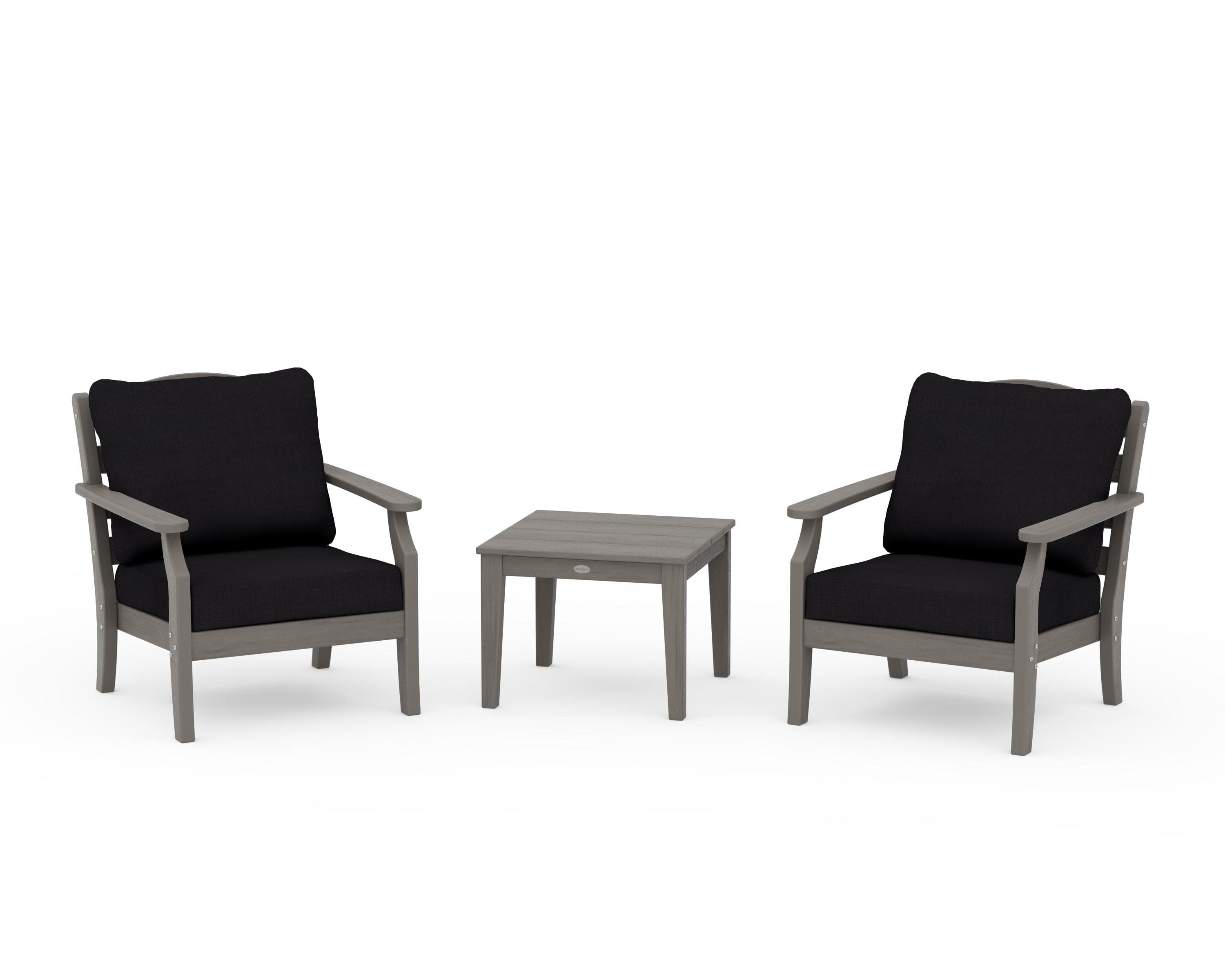 Savannah 3-Piece Deep Seating Set in Driftwood / Midnight Linen