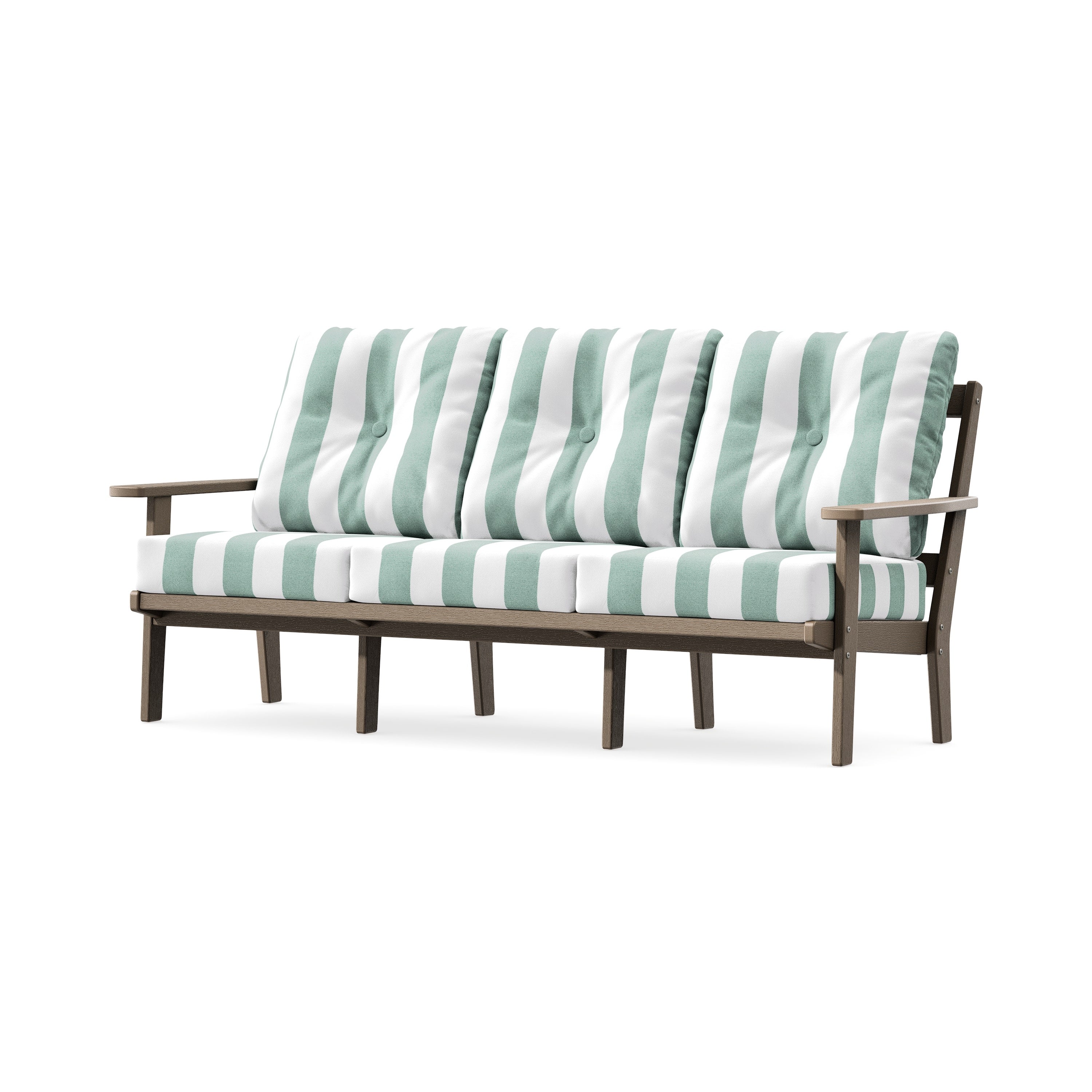 PrairieDeep Seating Sofa in Vintage Sahara / Cabana Stripe Glacier Spa