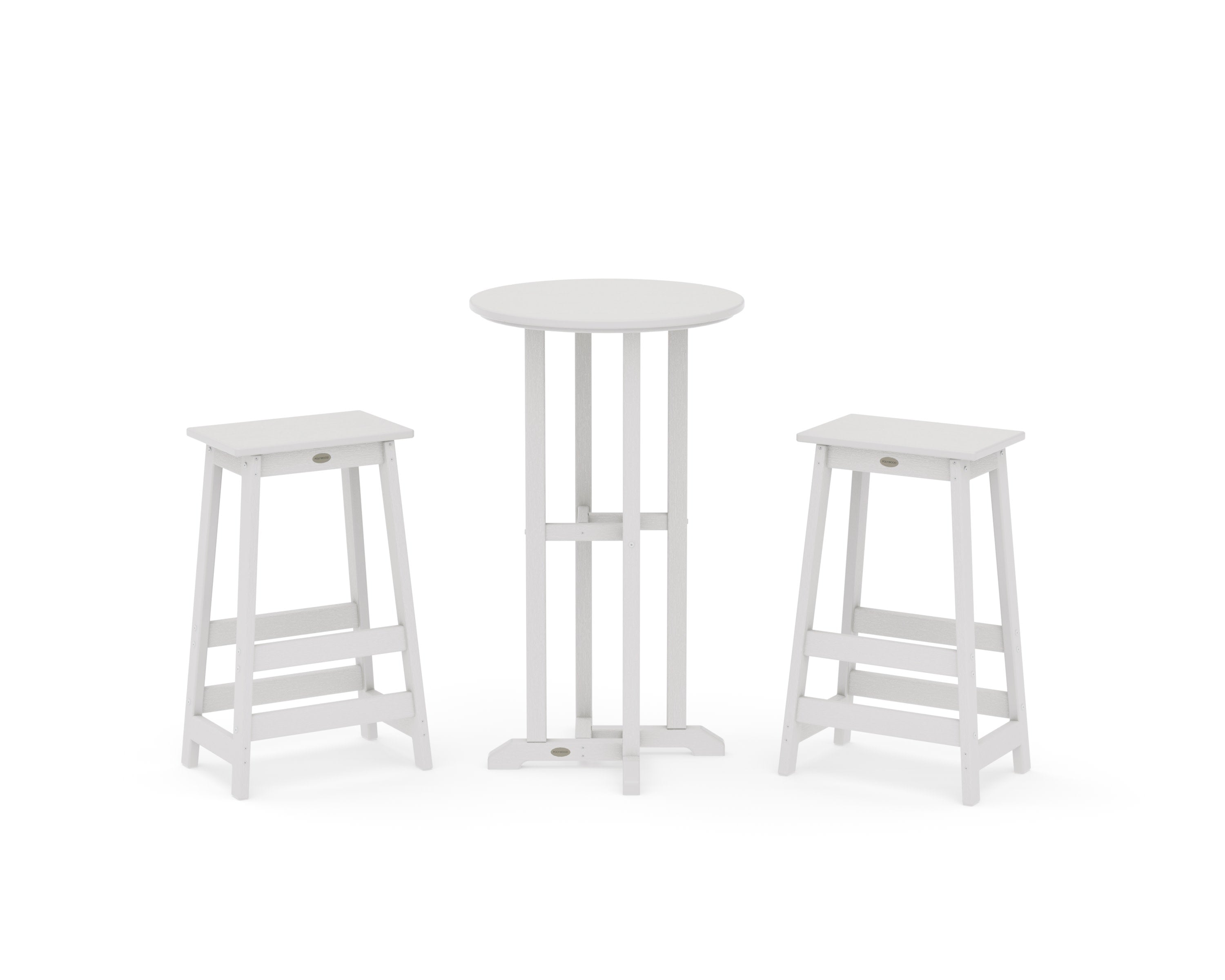 Modern Studio Bar Stool 3-Piece Bistro Set in Vintage White