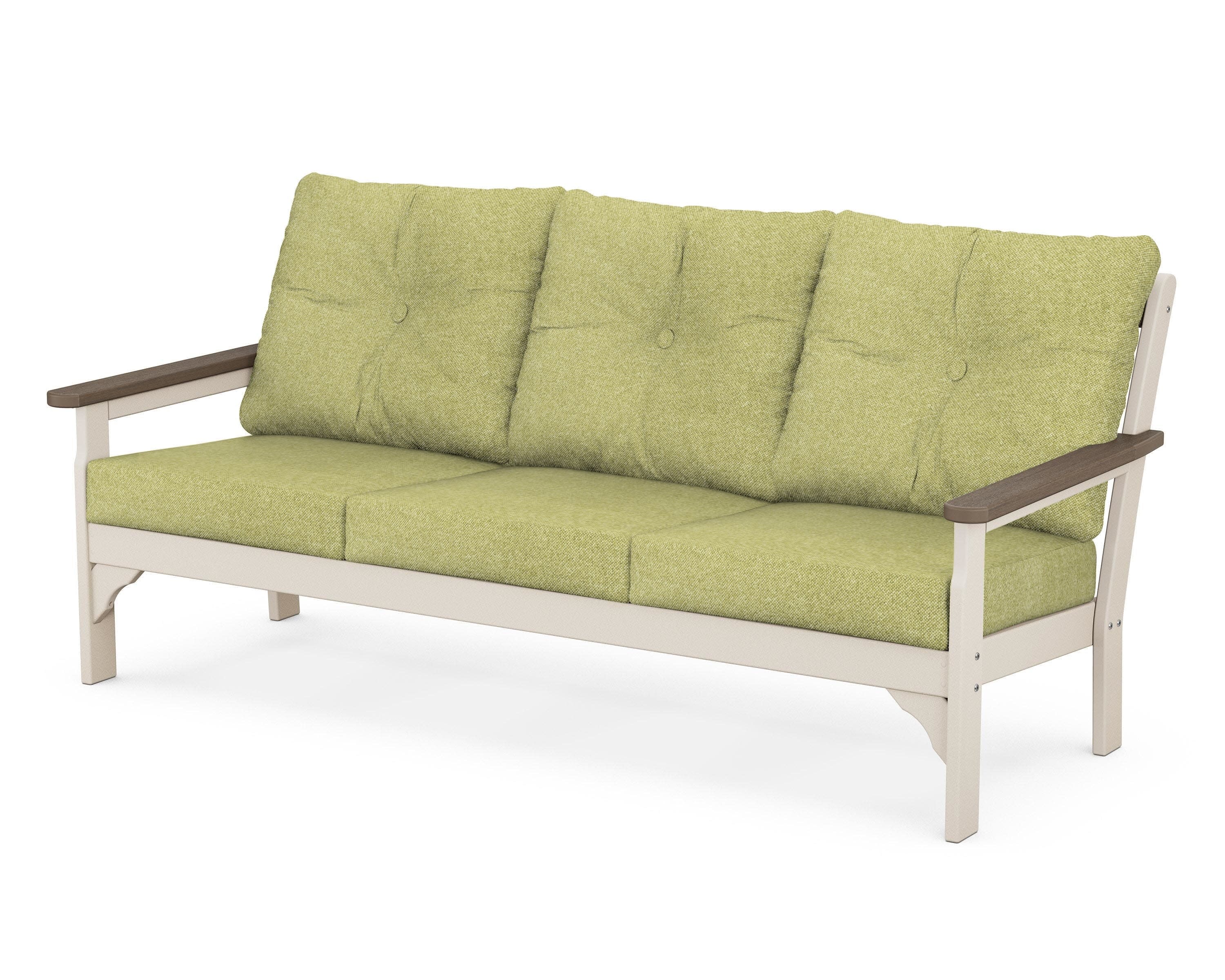 Vineyard Deep Seating Sofa in Sand / Kona / Chartreuse Boucle